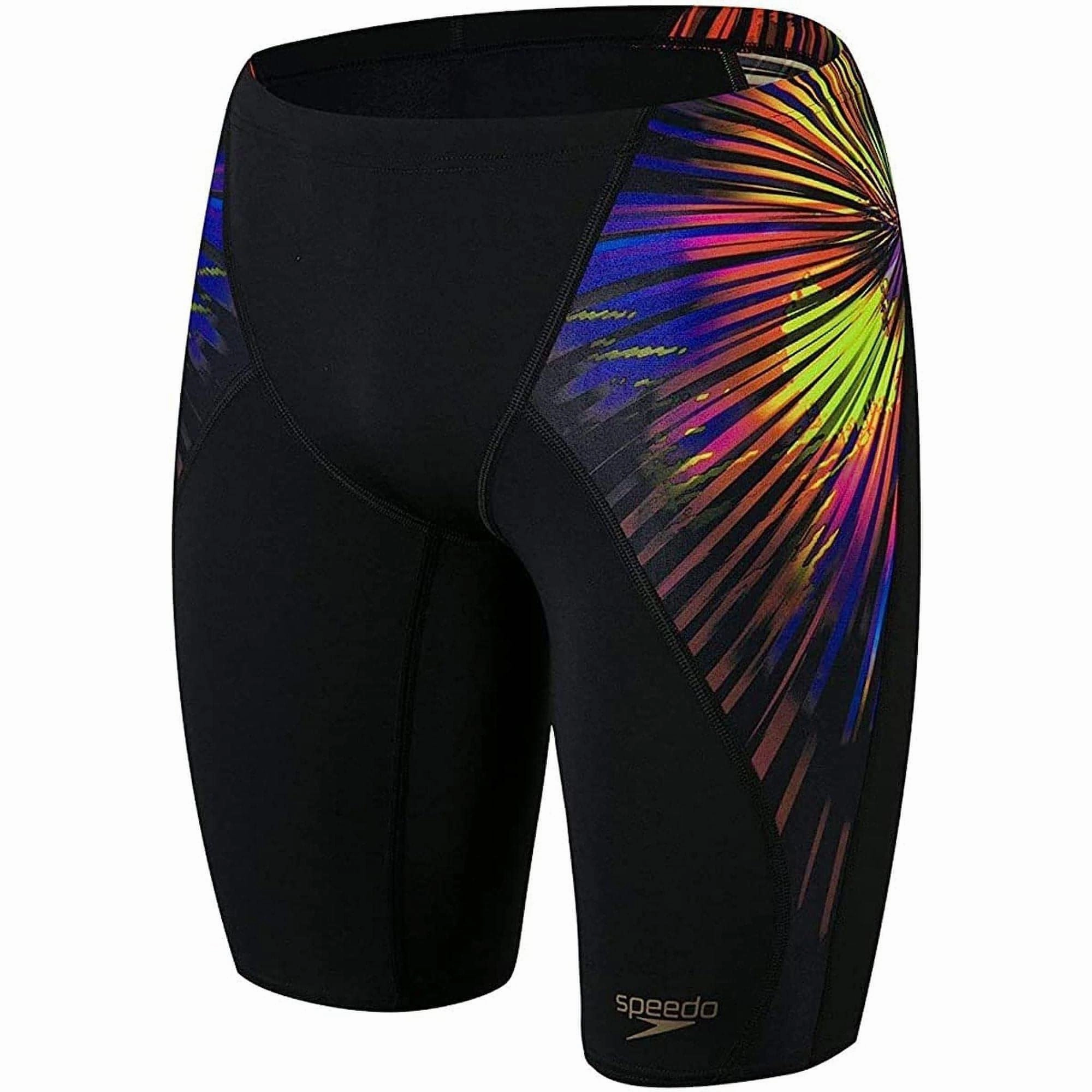 Quick Adjust Straps Speedo Placement Digital V-Cut Mens Jammer Swim Shorts - Black