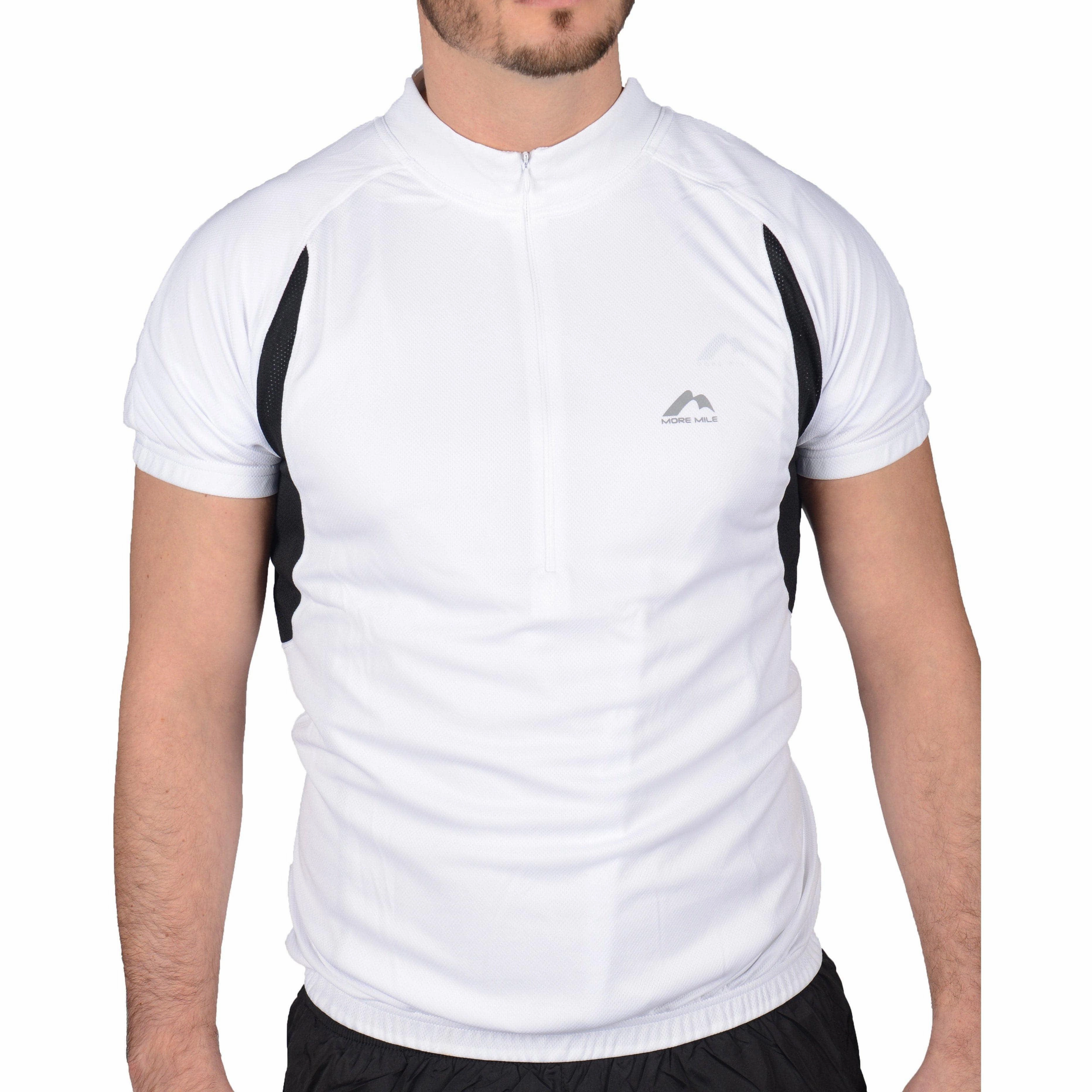 More Mile Short Sleeve Half Zip Mens Cycling Jersey - White Component location