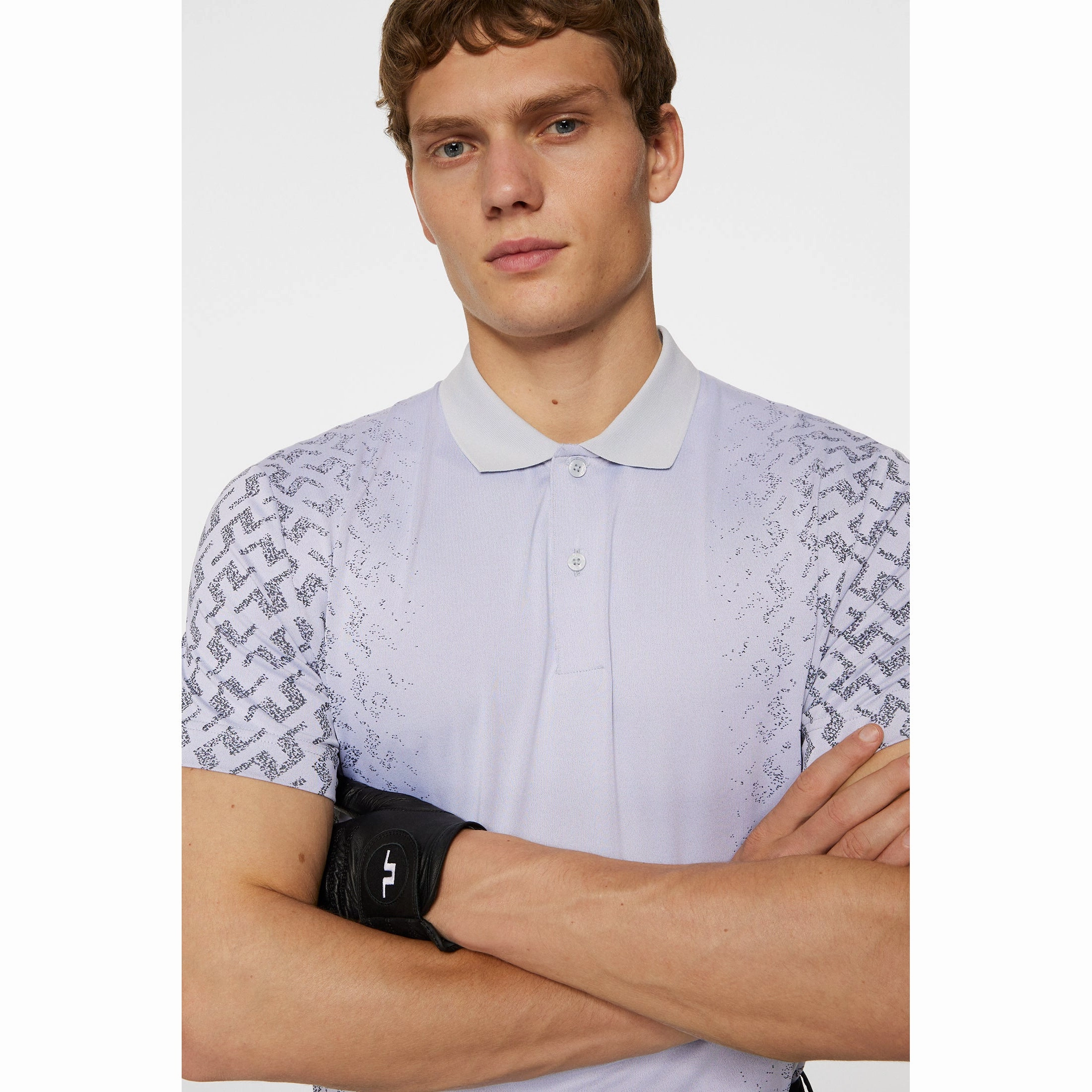 J.Lindeberg Kalle Golf Polo Shirt - Light Grey Stylish Fit Trendy Prints
