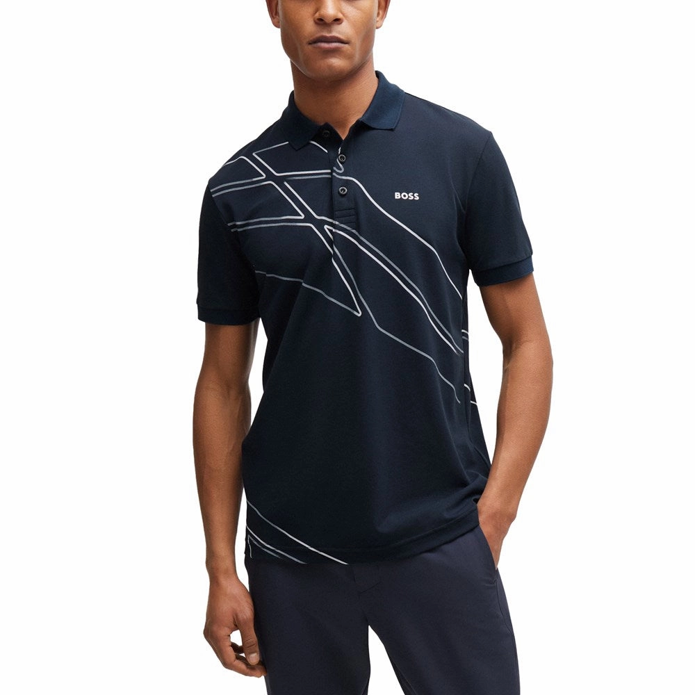 Smart Layering Stretchable Fabric BOSS Paddy 3 Golf Shirt - Dark Blue