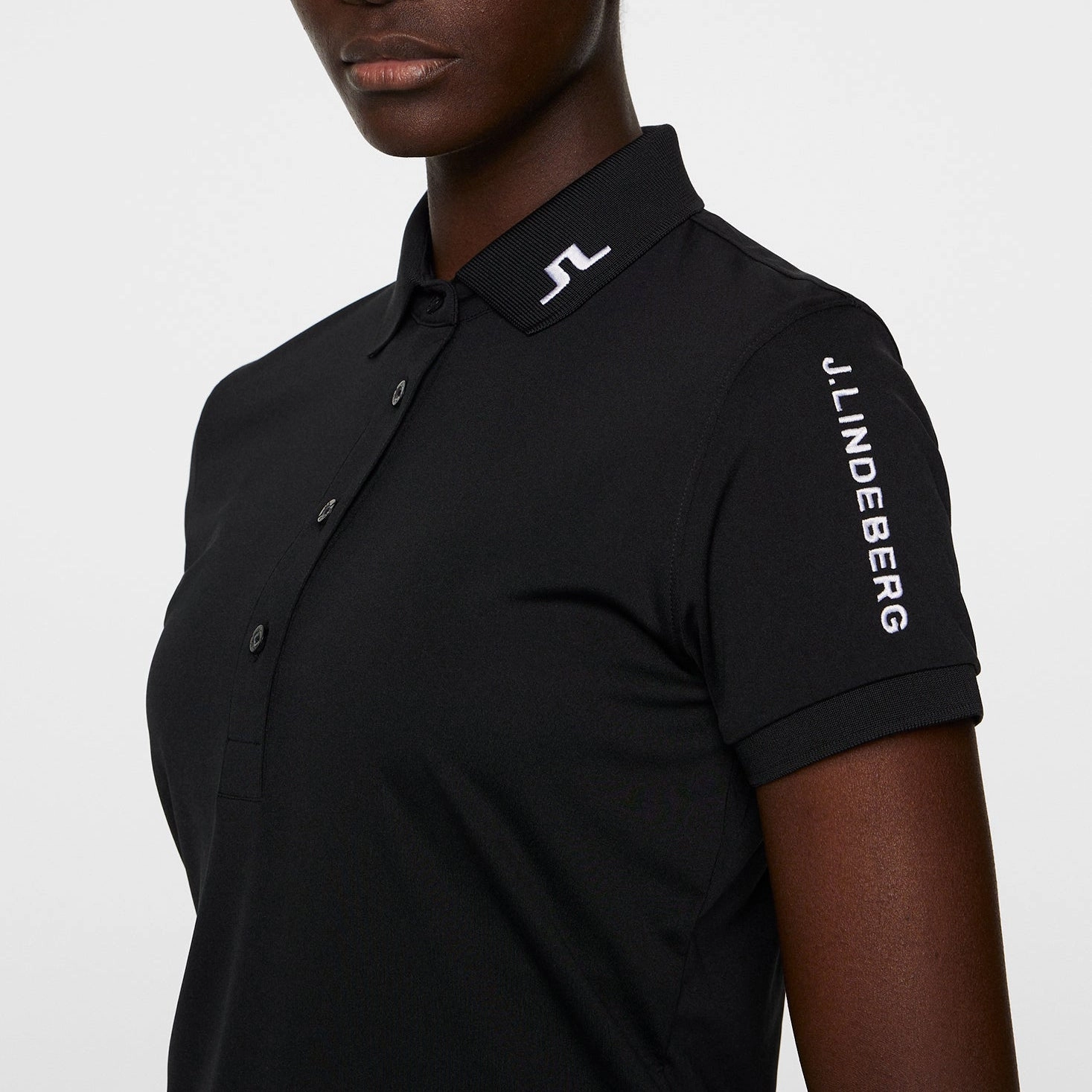 Breathable fabric J.Lindeberg Women's Tour Tech Golf Polo Shirt - Black