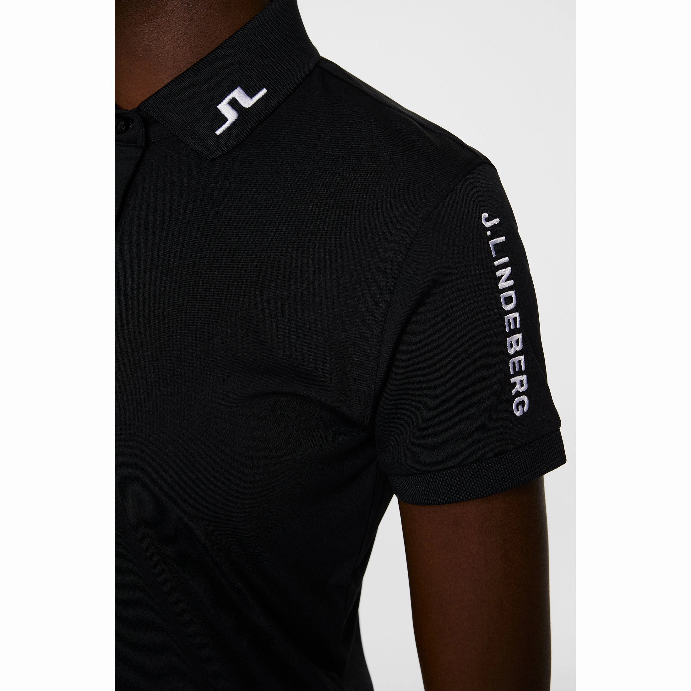 J.Lindeberg Women's Tour Tech Golf Polo Shirt - Black Lightweight Feel