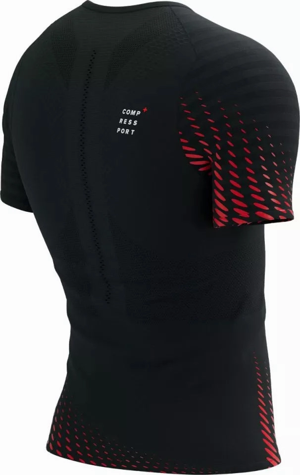 Compressport Racing Short Sleeve Mens Running Top - Black RibbedNeckBanding