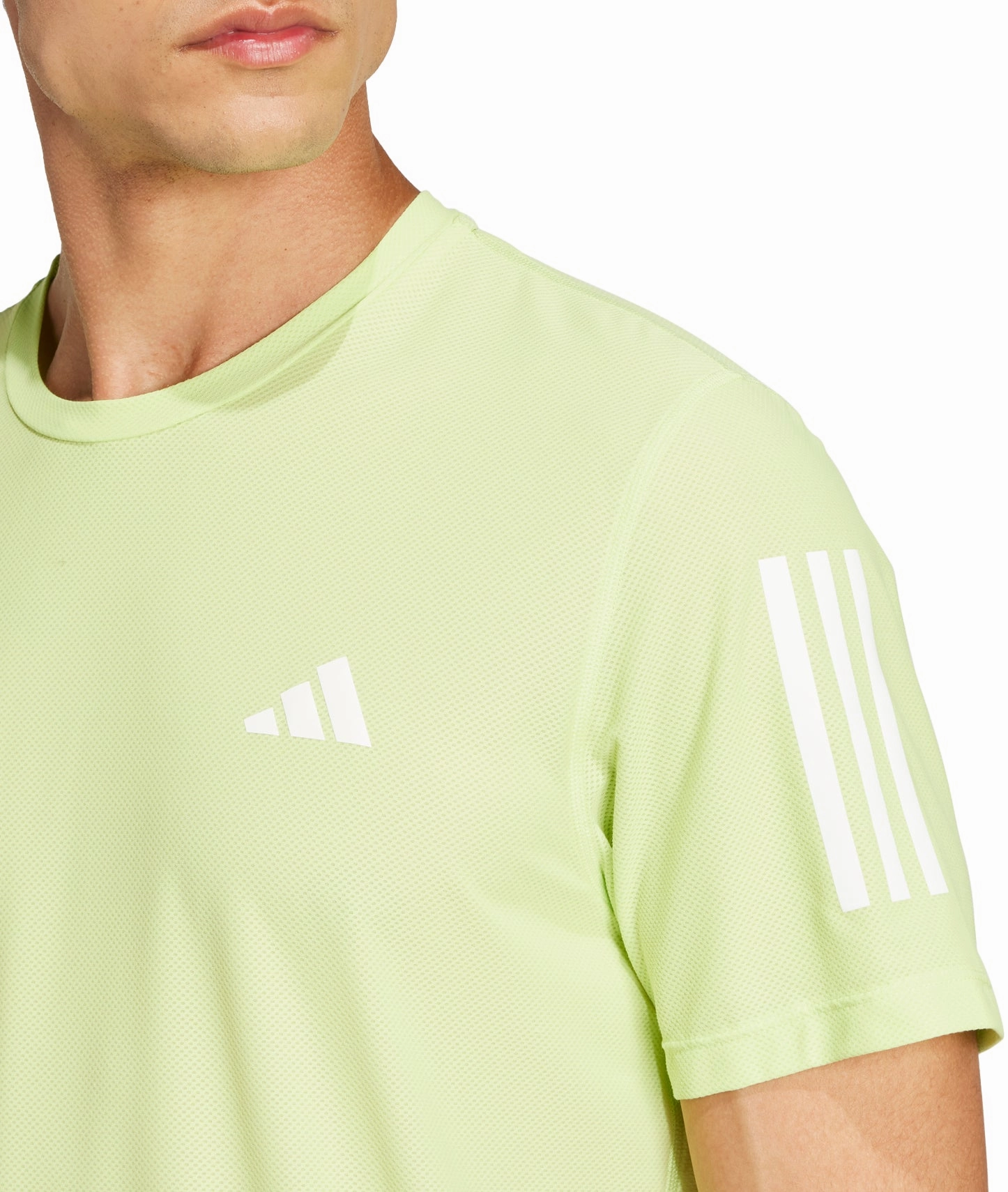 adidas Own The Run ClimaCool Short Sleeve Mens Running Top - Green Eye-Catching Temperature Regulating Fabric