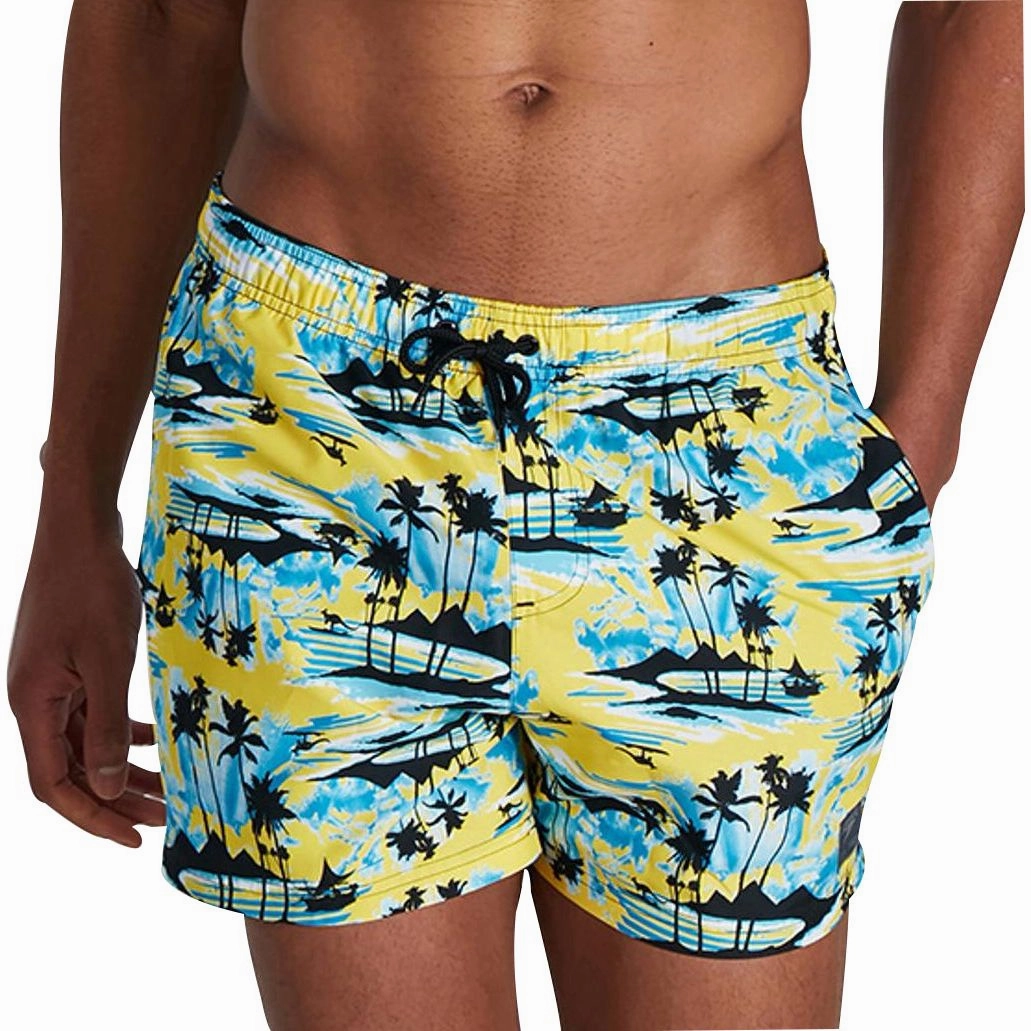 Rash Free Inner Layer Quick drying material Speedo Printed Leisure 14 Inch Mens Swim Shorts - Yellow