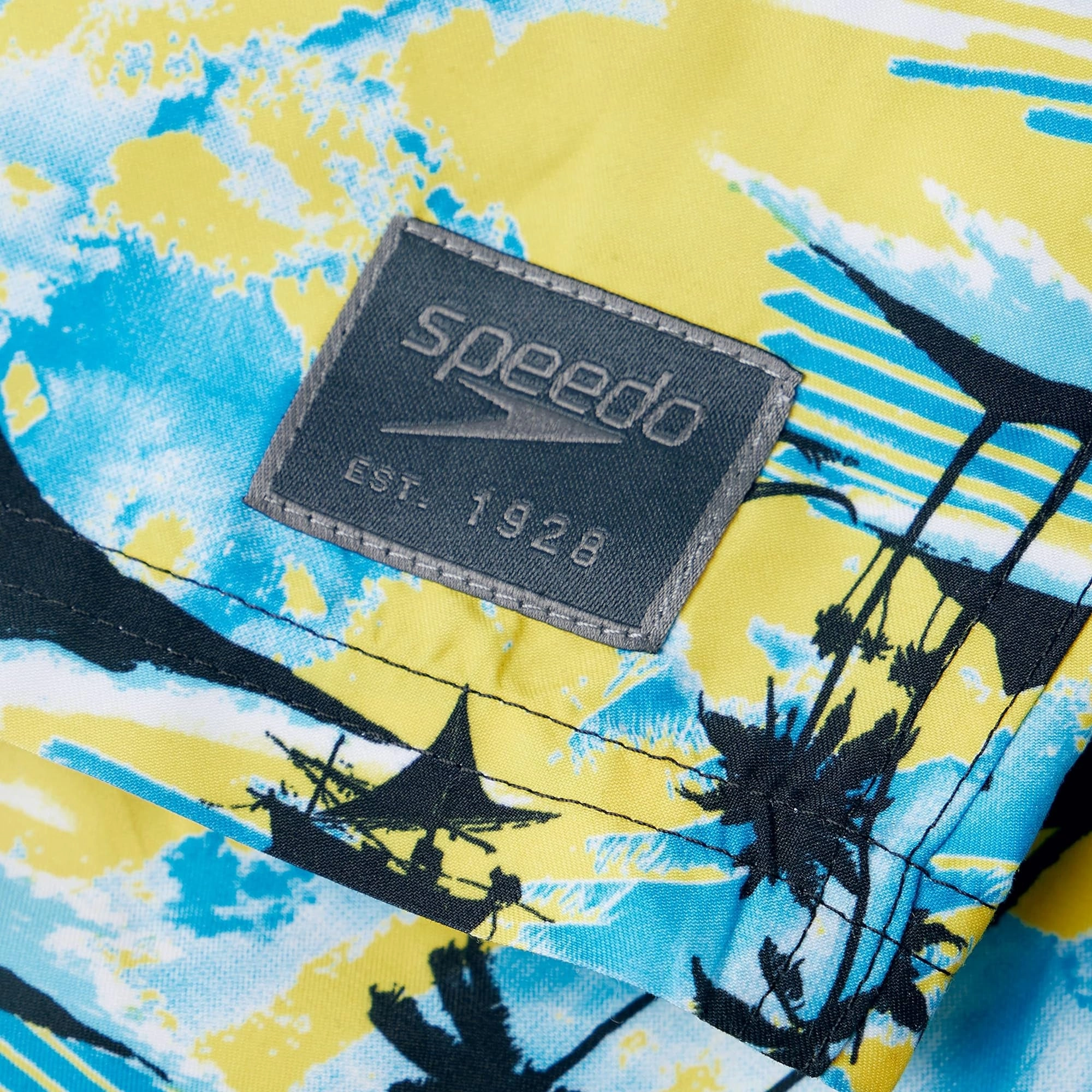 Sweat Wicking Interior Layer Speedo Printed Leisure 14 Inch Mens Swim Shorts - Yellow
