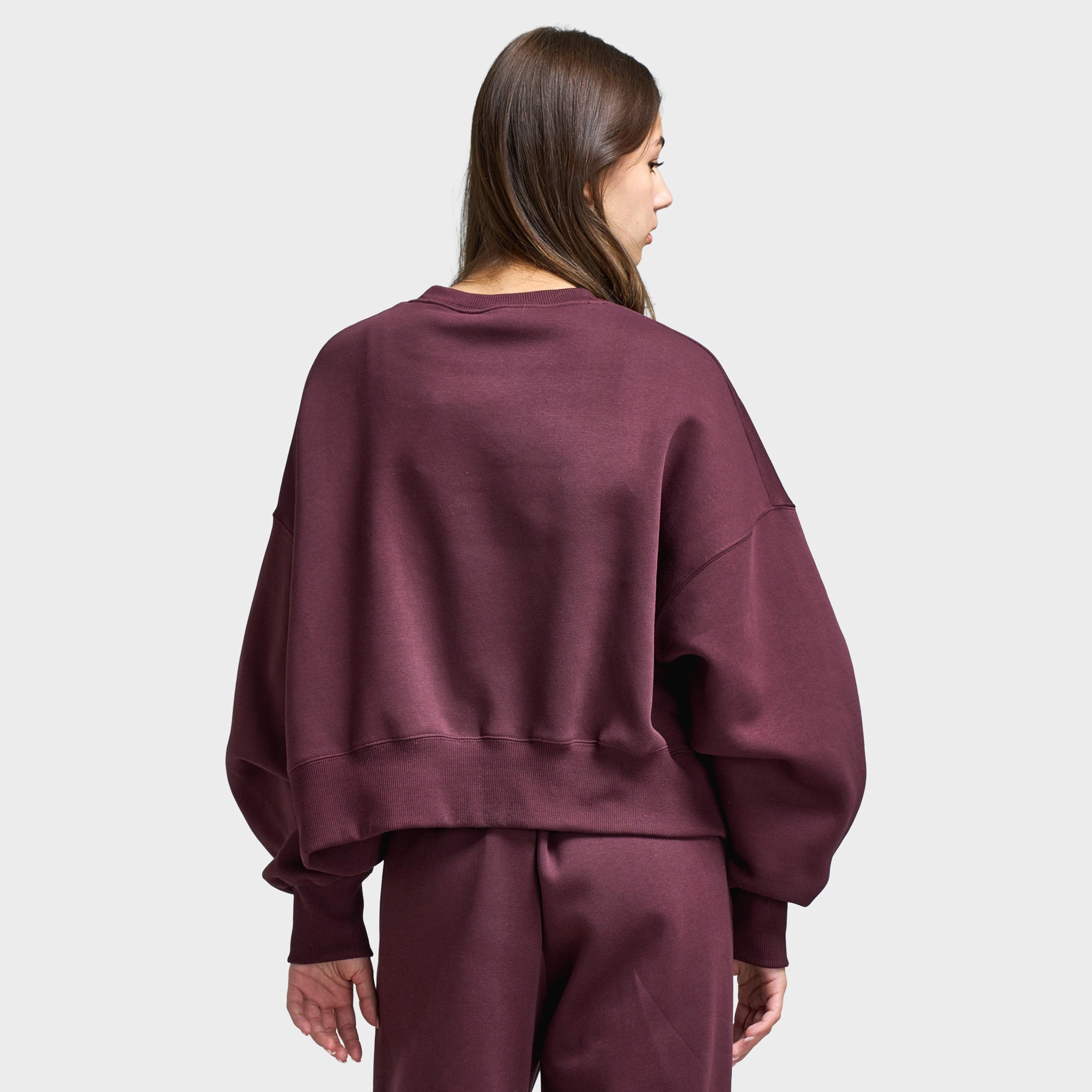 Nike Sportswear Women's Phoenix Fleece Over-Oversized Crewneck Burgundy Crush / Sail Cozy Hood Detail