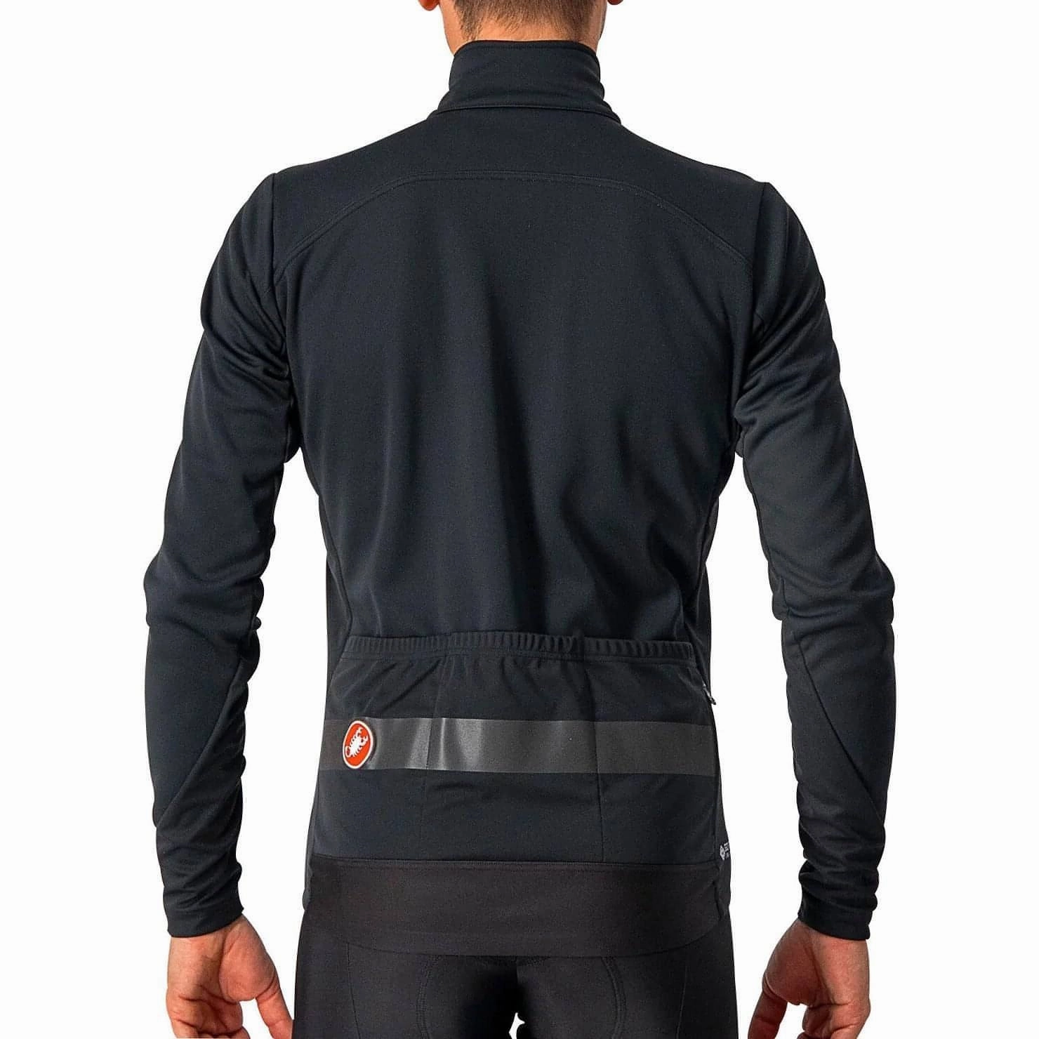Castelli Raddoppia 3 Mens Cycling Jacket - Black Collapsible Hood Structure Practical Jacket