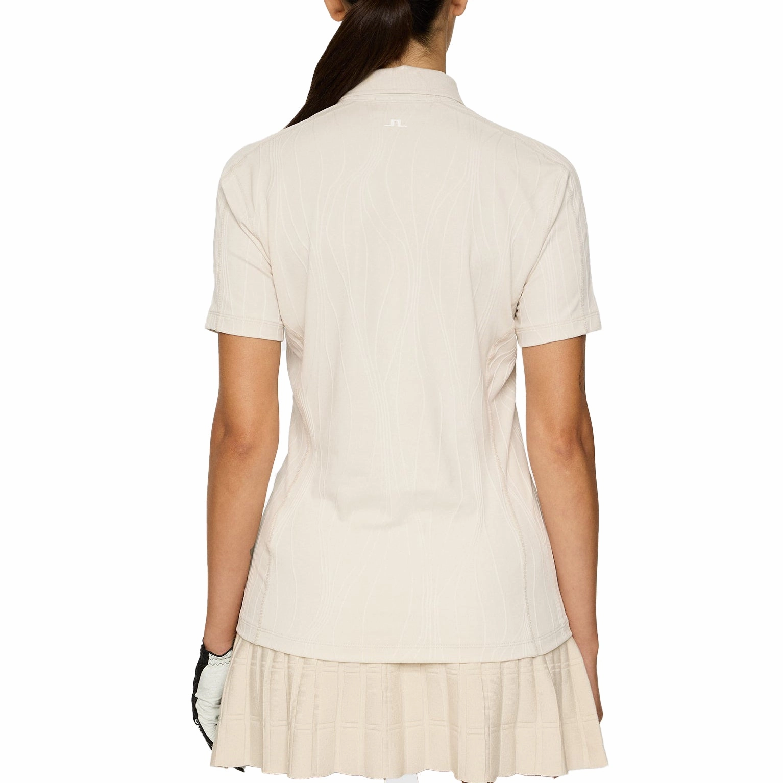 J.Lindeberg Women's Izara Golf Polo Shirt - Moonbeam Stylish Detail Performance Ready