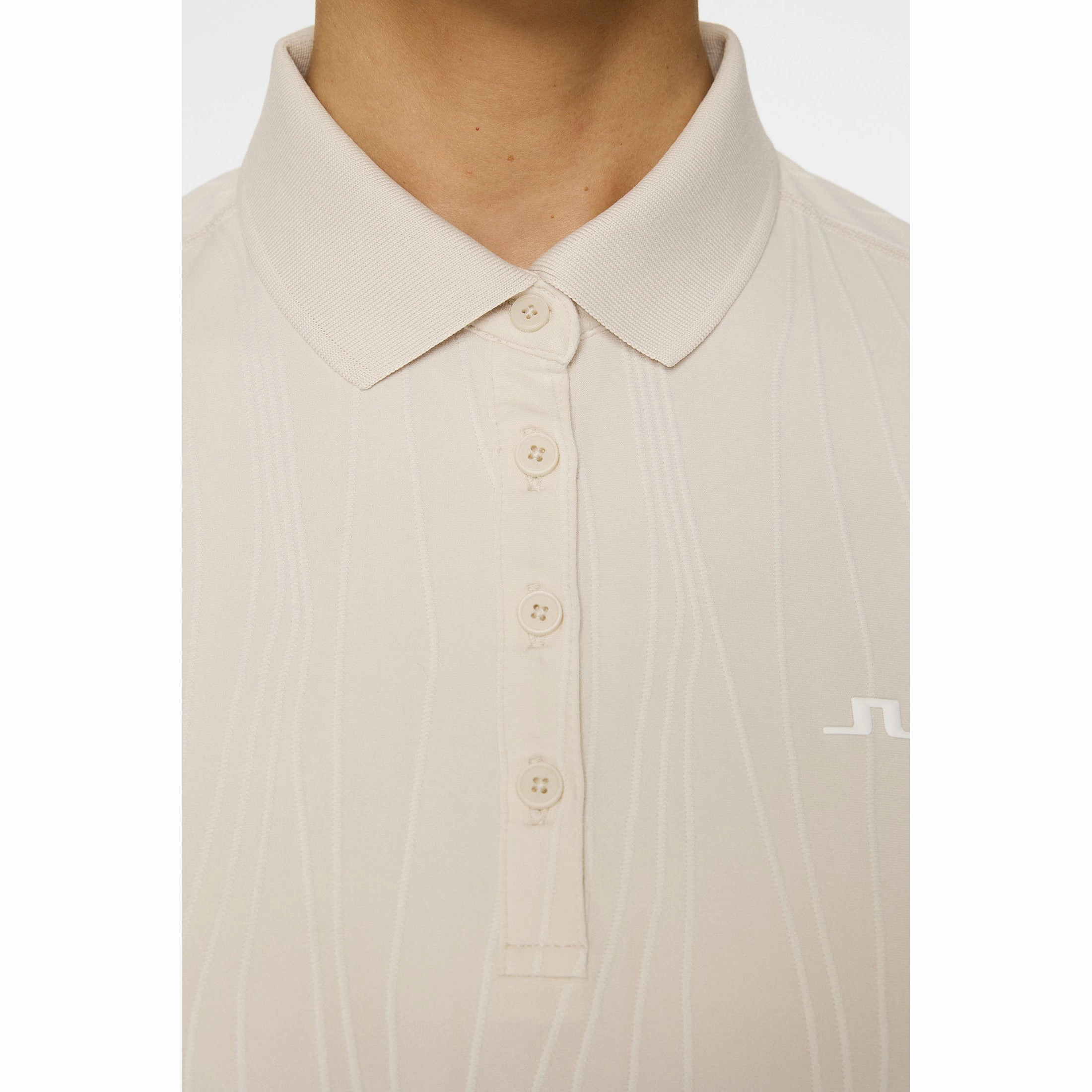 J.Lindeberg Women's Izara Golf Polo Shirt - Moonbeam NonRestrictive Cut Clubhouse Attire