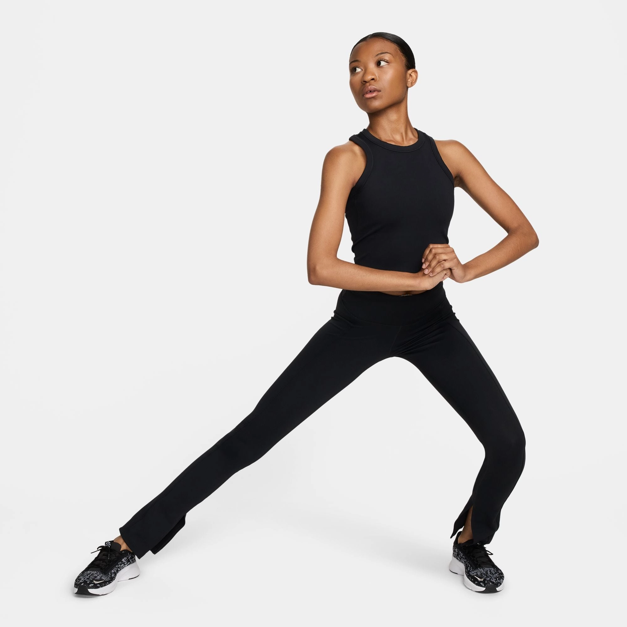 Nike Women's Dri-FIT One Fitted Cropped Tank Black / Black DurableThreadwork