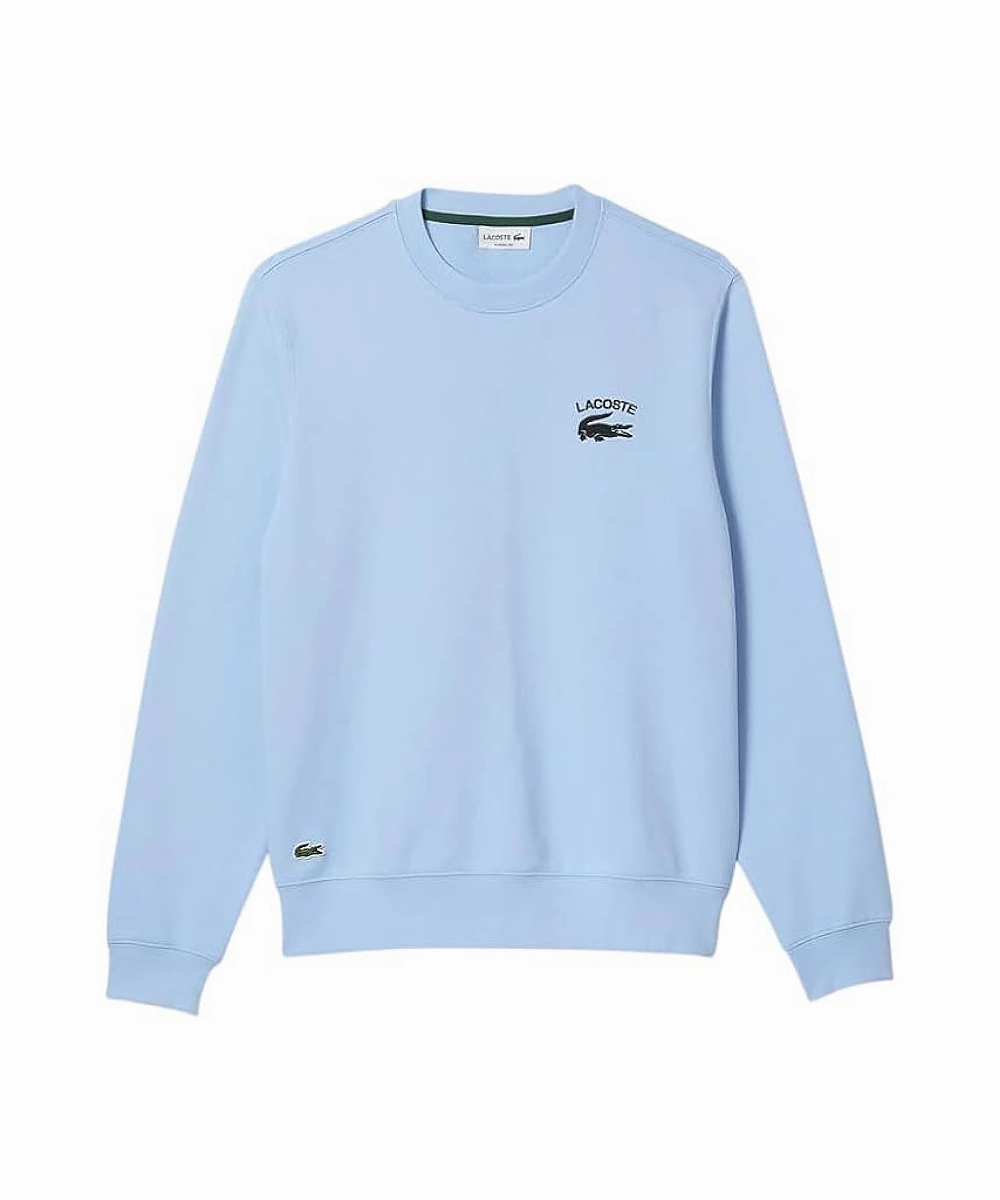 Lacoste Soft Branding Crew Neck Sweater (Sky Blue) SlipResistantHem