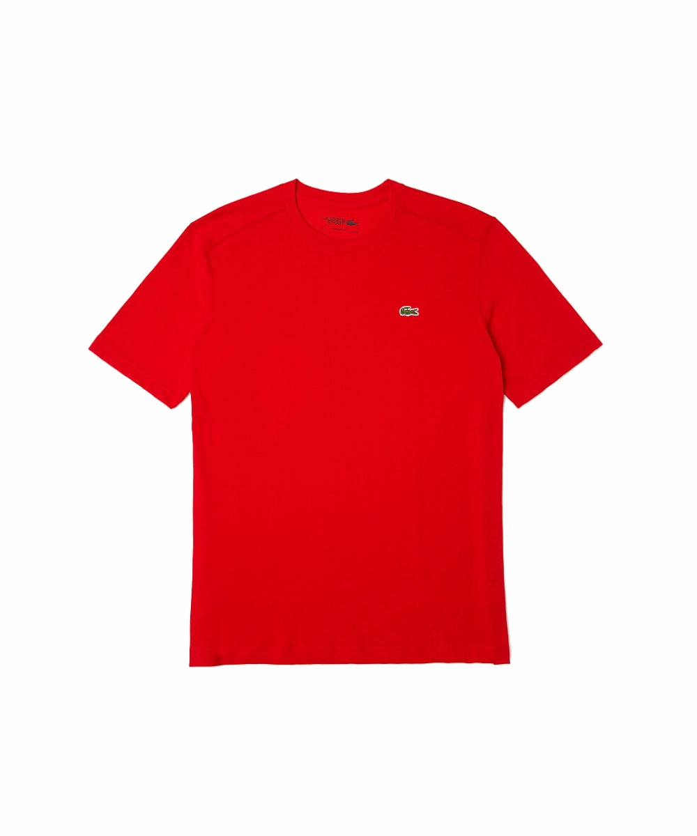 Lacoste Essentials Crew Neck Sports Tee (Red) Layer Safe Flexible Material
