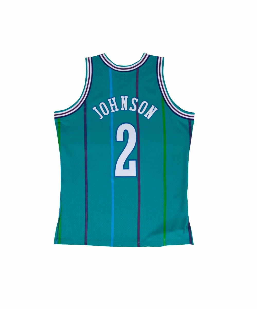 MatteFinishTexture Cyber Core Charlotte Hornets Larry Johnson '92 Road Swingman Jersey