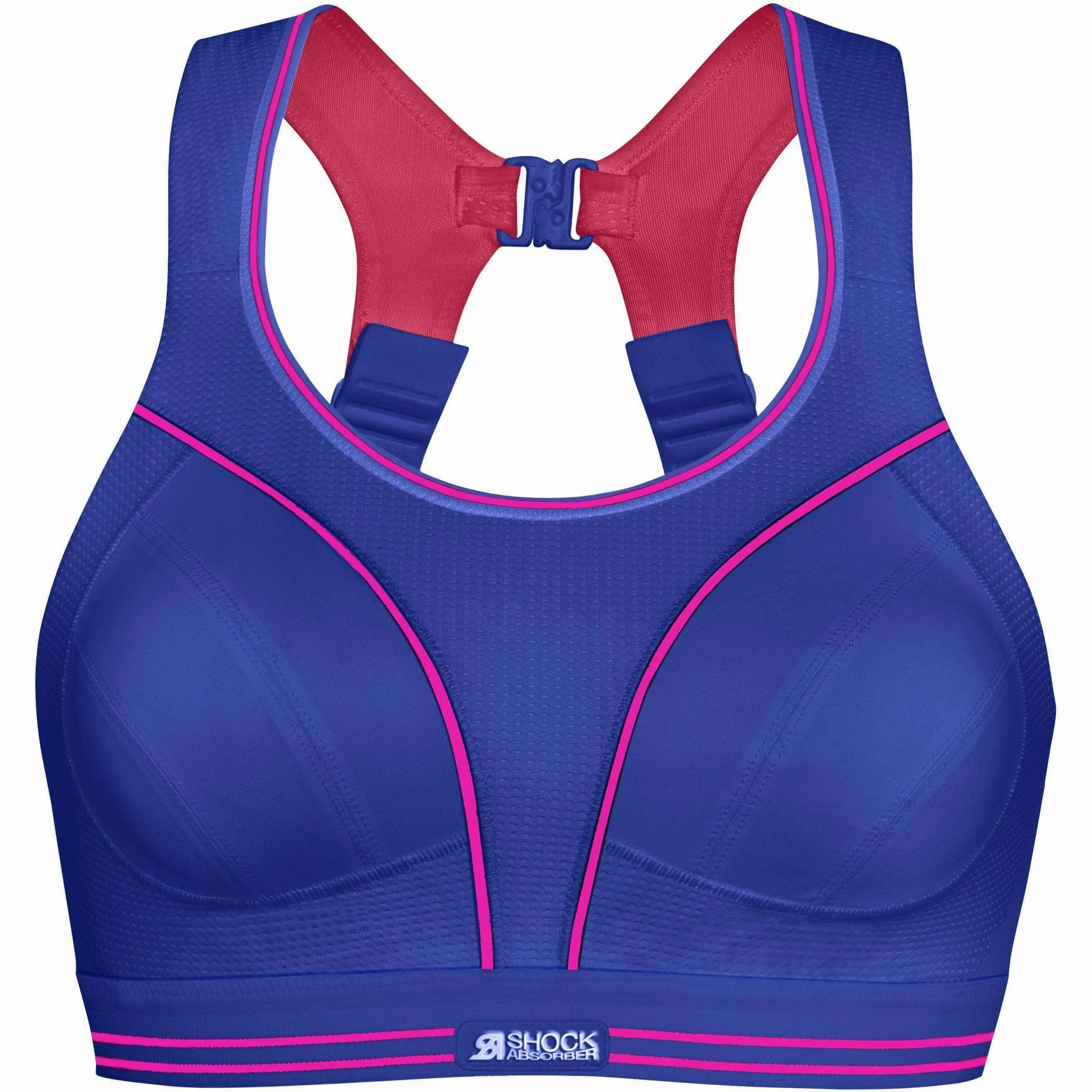Shock Absorber Ultimate Run Womens Sports Bra - Blue Power Vibe HighVisibility Trim