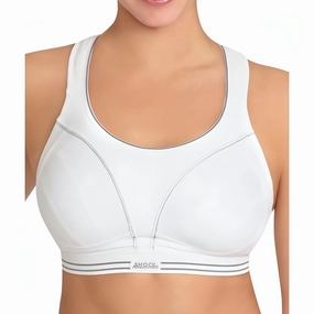 Shock Absorber Ultimate Run Womens Sports Bra - White Solid colors TearResistantFabrics