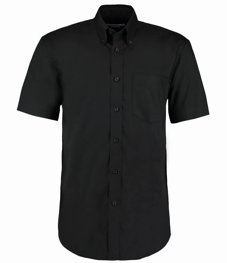 Breathable mesh Breathable Stretch Fabric Short Sleeve Corporate Oxford Shirt | BLACK