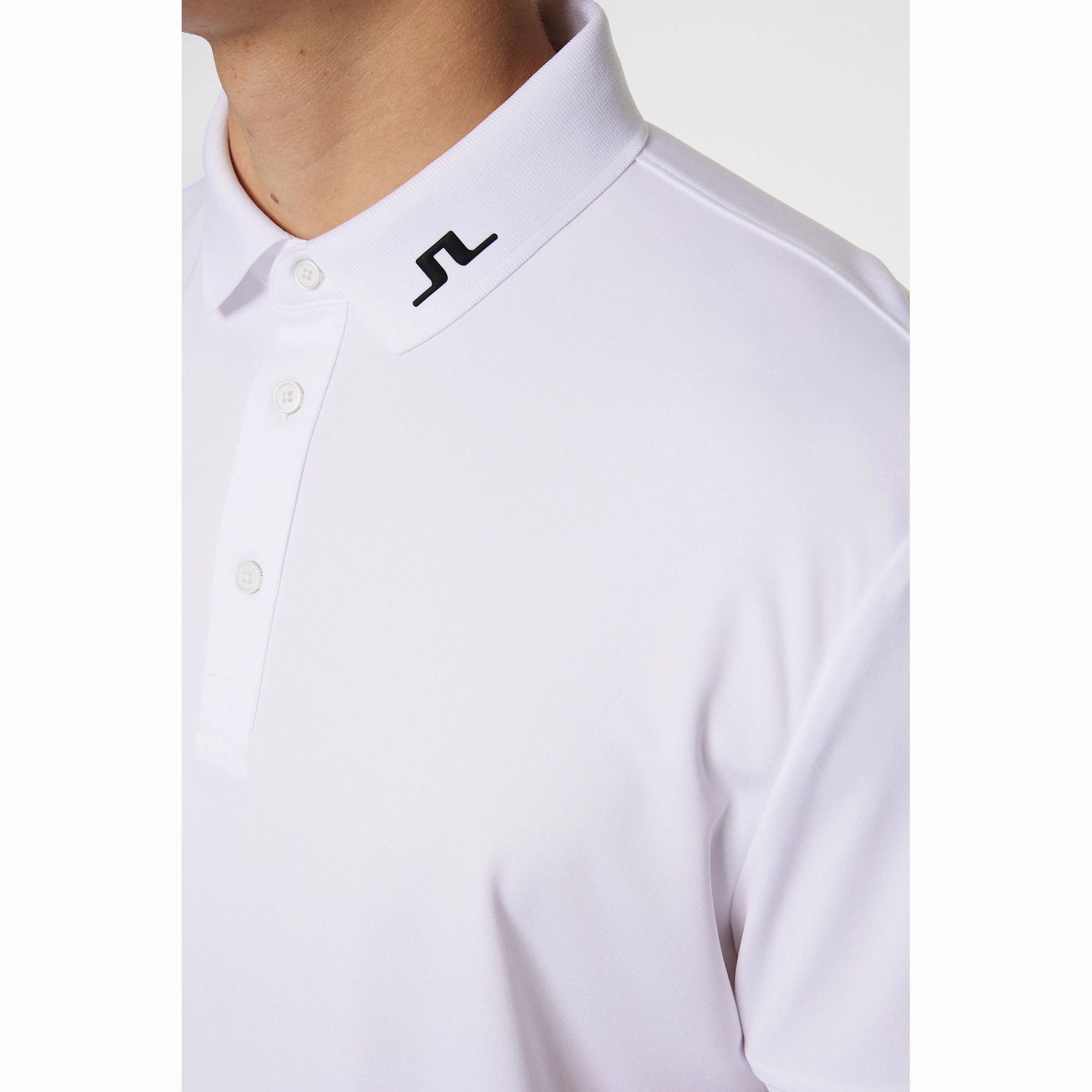 J.Lindeberg KV Golf Polo Shirt - White Lightweight Comfort Placket Reinforcement