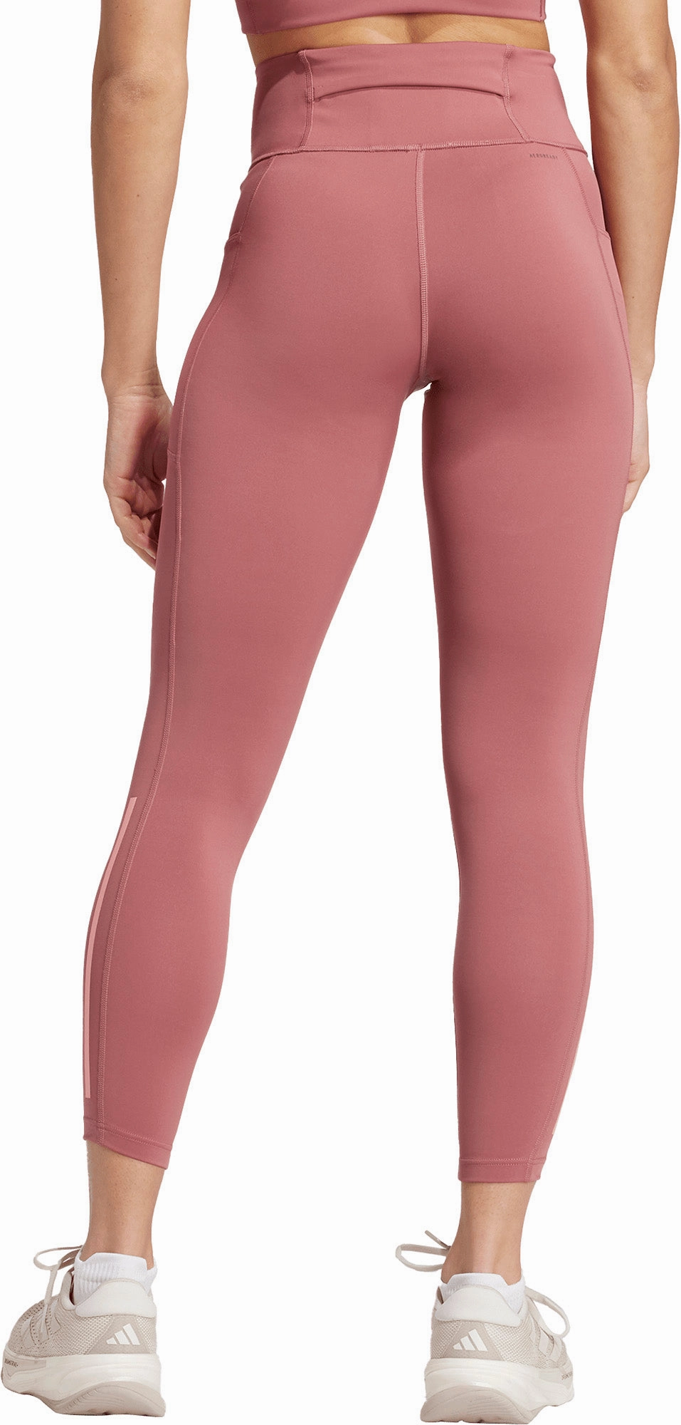 adidas DailyRun 3 Stripes Womens 7/8 Running Tights - Pink Flexible