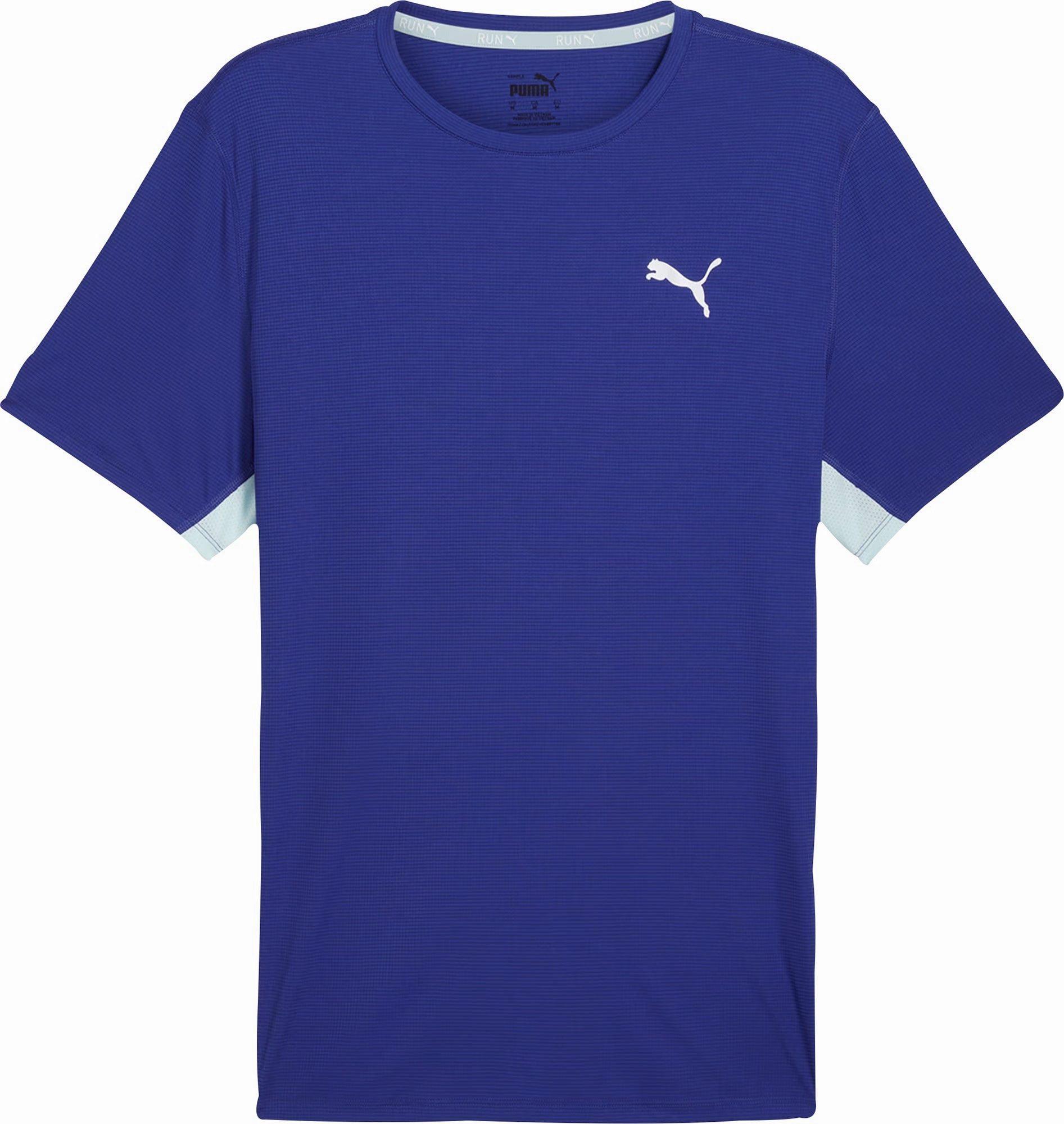 monochromatic Puma Run Favourite Short Sleeve Mens Running Top - Blue