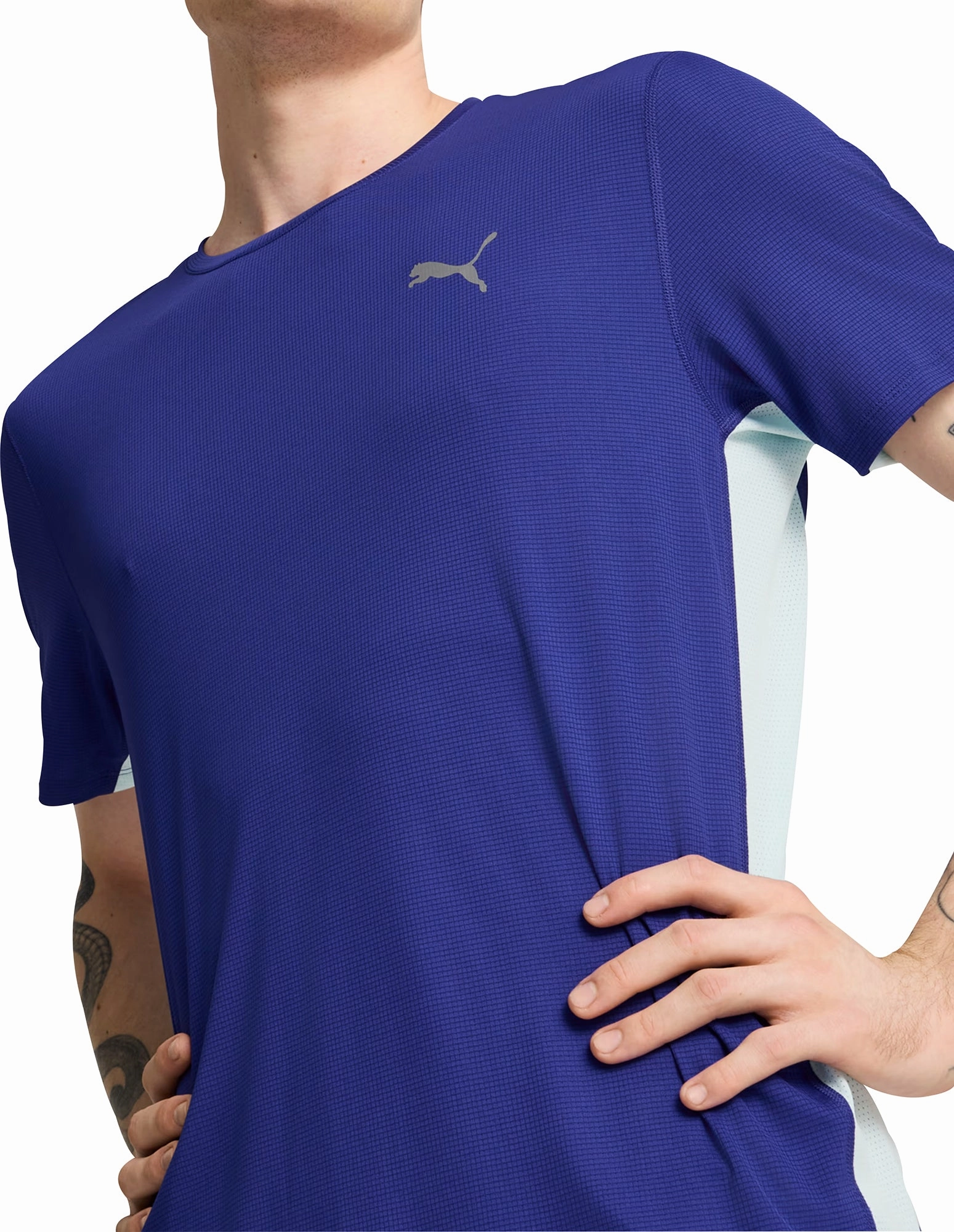 AbrasionResistant Puma Run Favourite Short Sleeve Mens Running Top - Blue