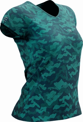 Reinforced Shoulder Compressport Training Short Sleeve Womens Running Top - Green