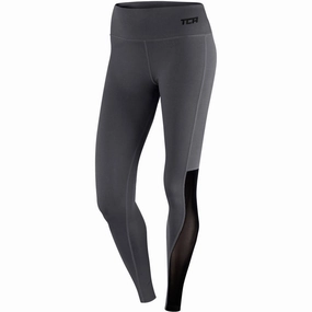 TCA Pro Performance MeshLuxe Womens Long Running Tights - Grey Faux Leather