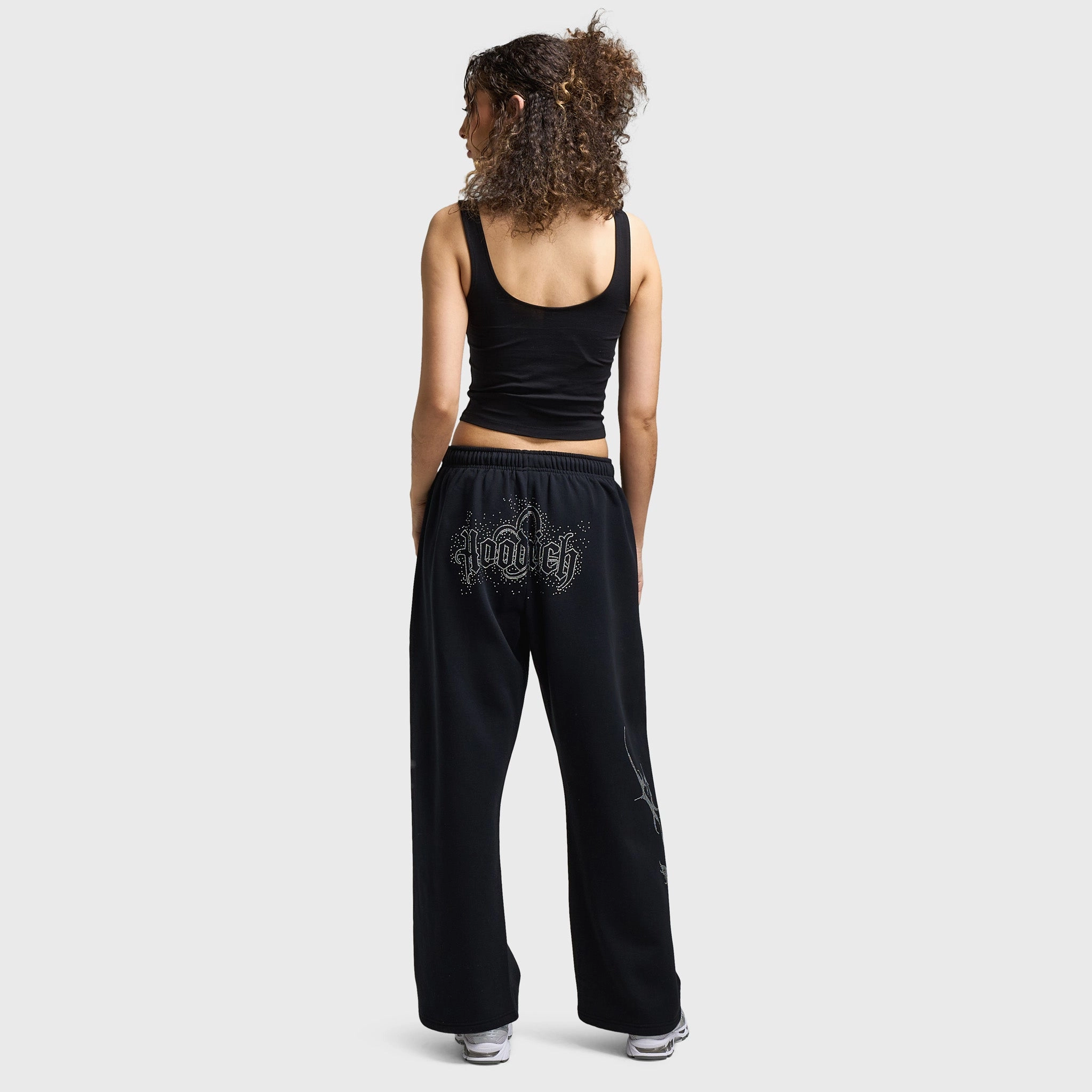 Hoodrich Women's Diffuse Strappy Vest Black / Silver Rhinestones V-Neck Simple and Comfortable