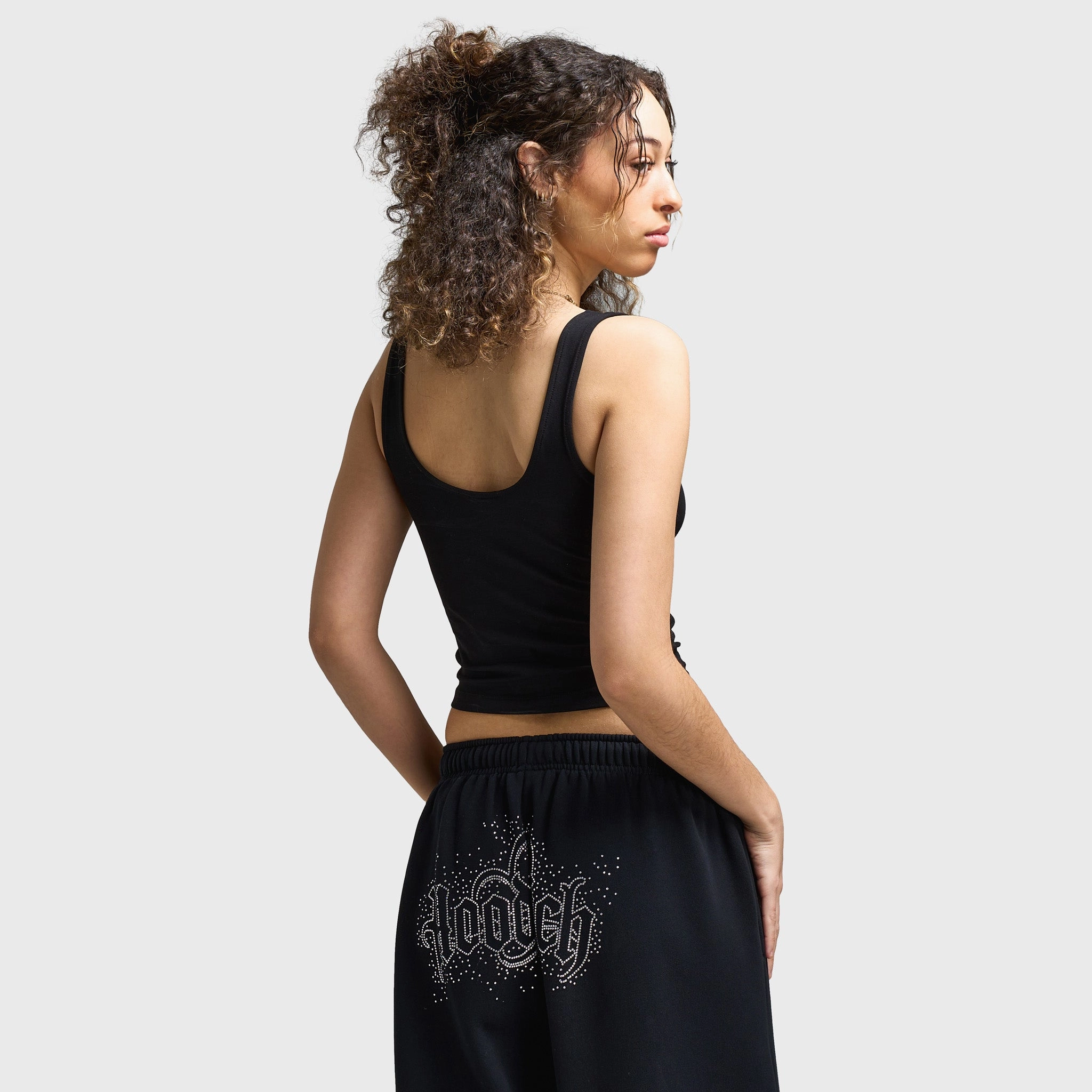 Hoodrich Women's Diffuse Strappy Vest Black / Silver Rhinestones Comfy Layer NeutralTonesCollection