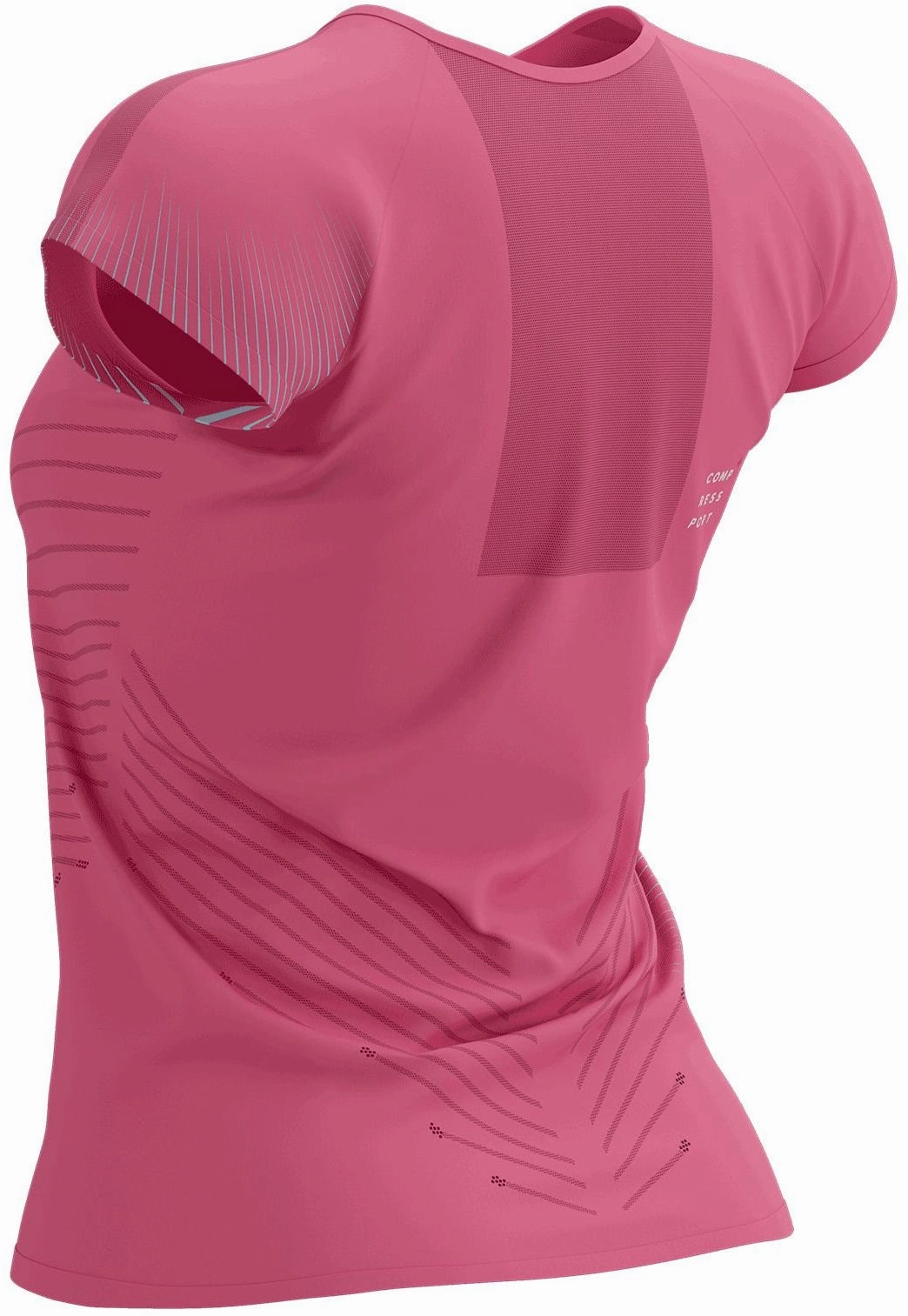 Compressport Performance Short Sleeve Womens Running Top - Pink Versatile Design V-Neck