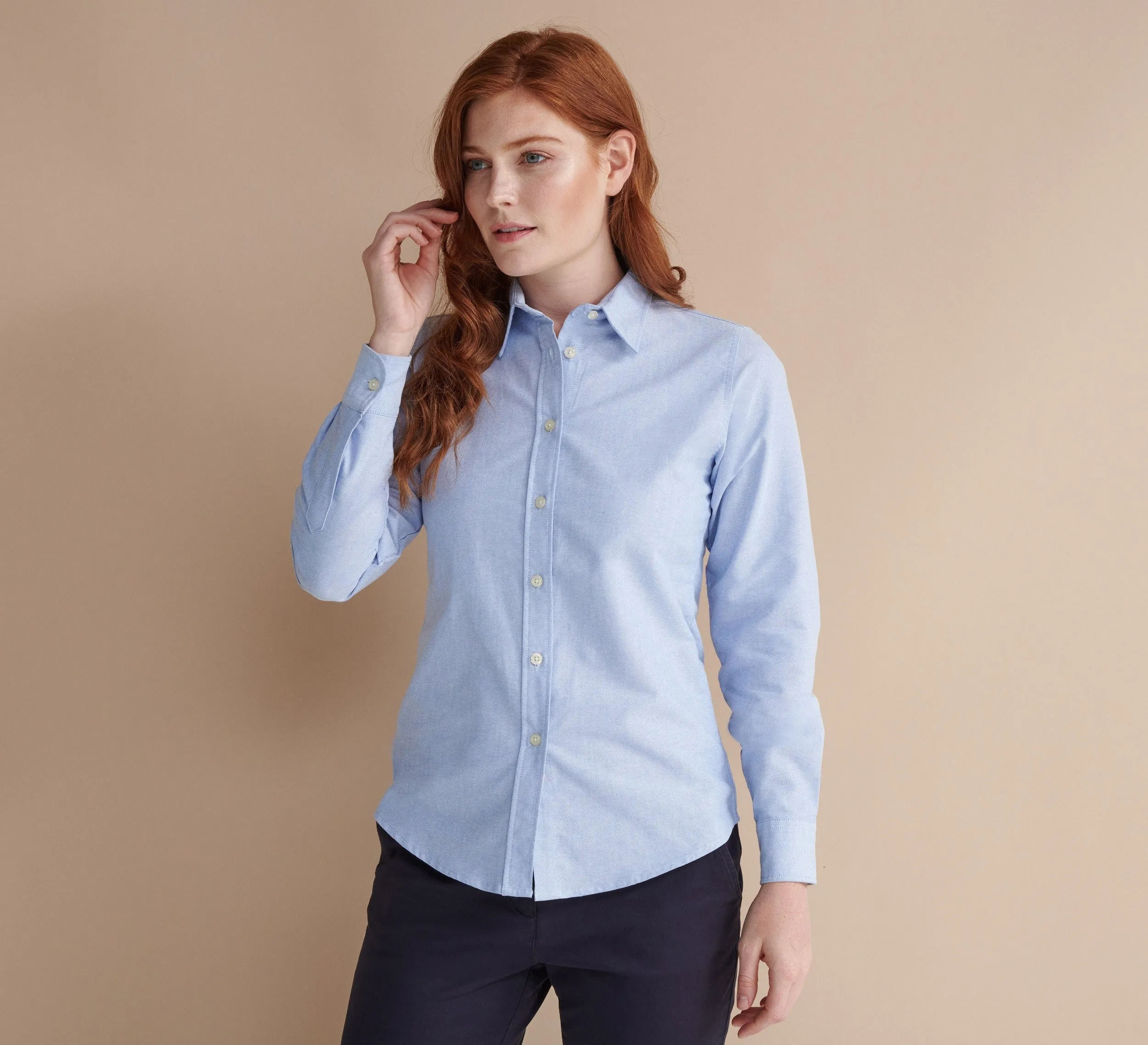 Organic Cotton Women's Classic Long Sleeved Oxford Shirt | WHITE