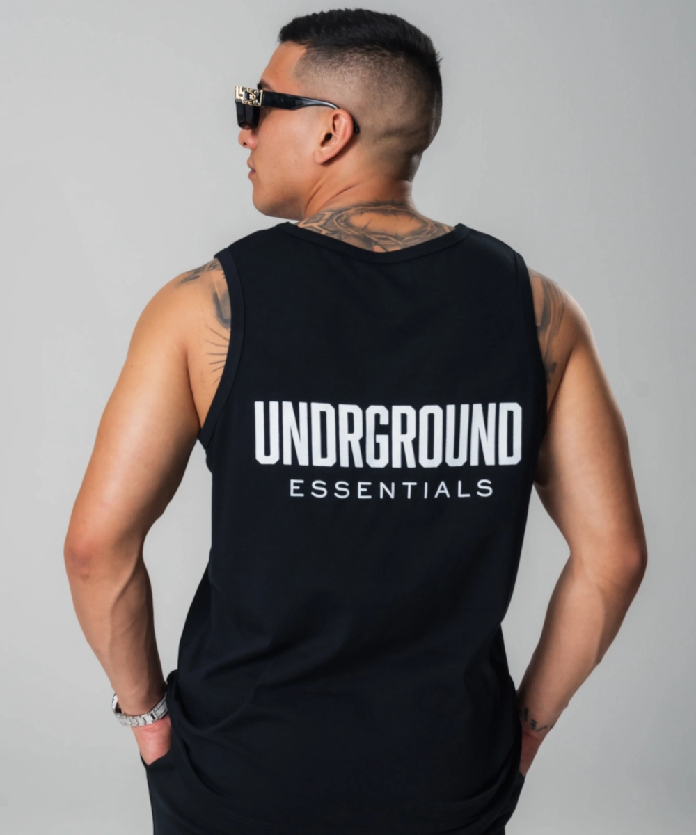 UNDRGROUND Cotton Singlet (Black) NoRubEdging Airflow Vents