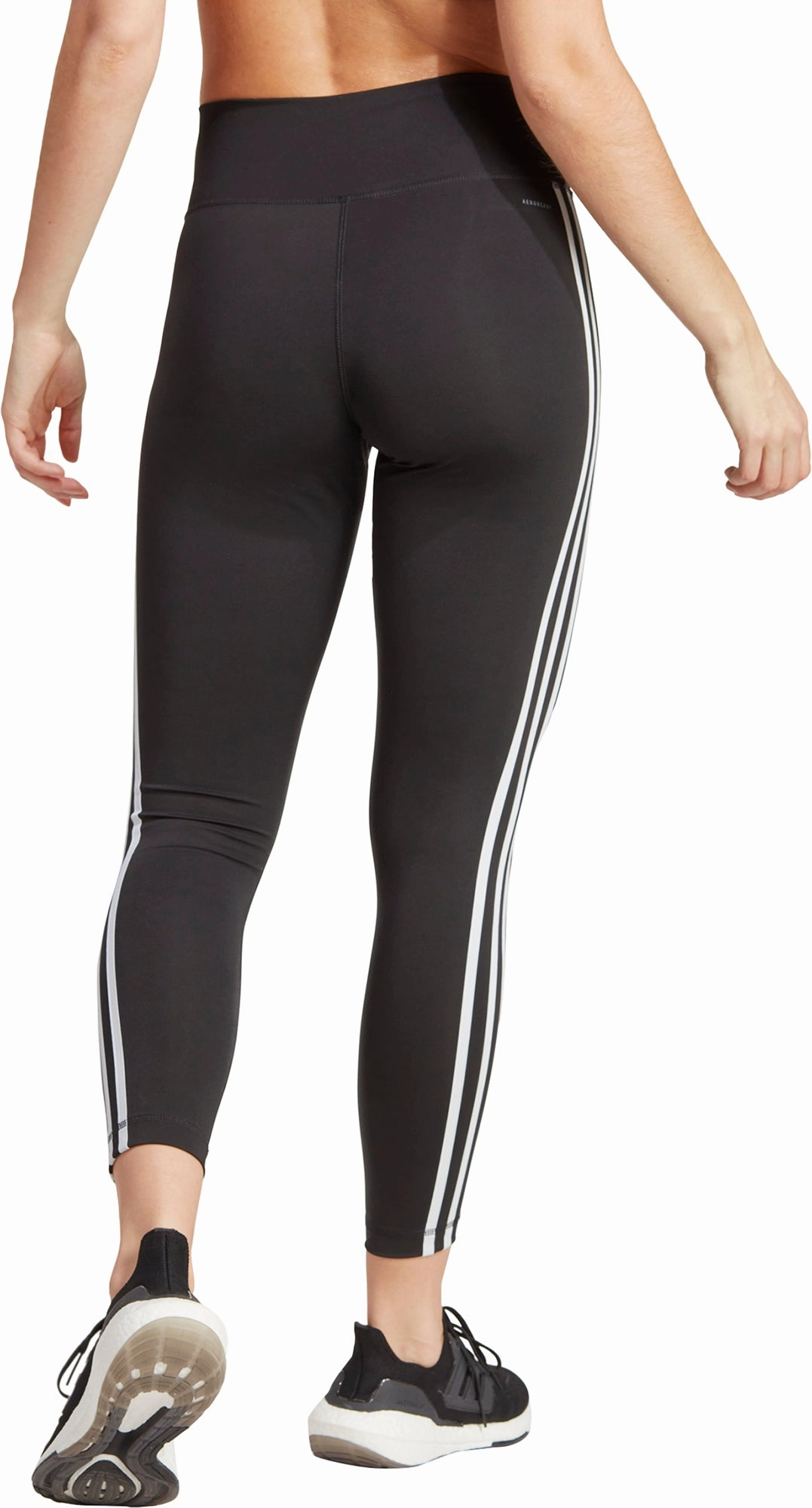 adidas Train Essentials 3 Stripes Womens 7/8 Training Tights - Black Adjustable Hem FlexibleElasticity