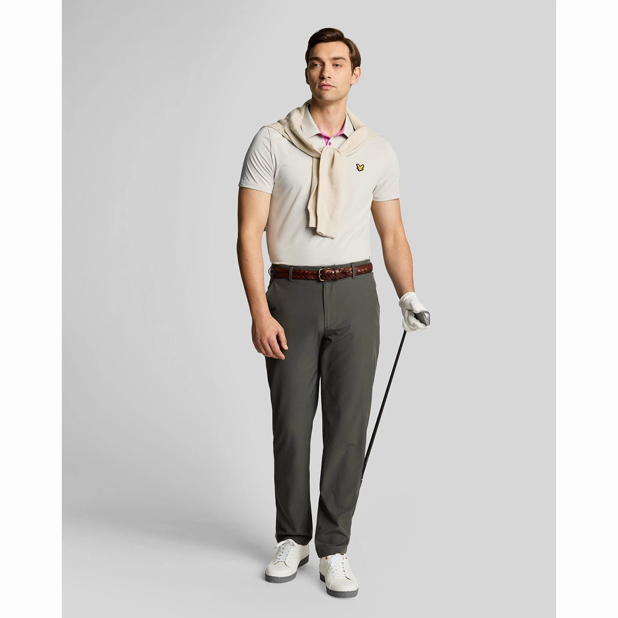 All-day Comfort Performance Ready Lyle & Scott Contrast Placket Golf Polo Shirt - Pebble/Contour Pink
