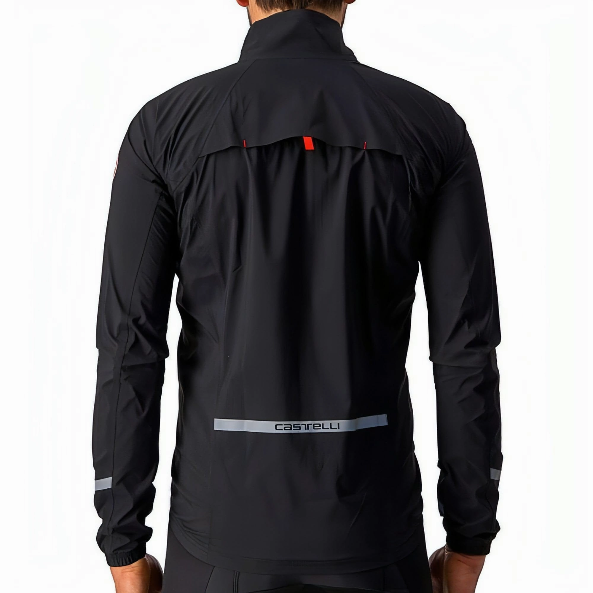 White Castelli Emergency 2 Rain Waterproof Mens Cycling Jacket - Black