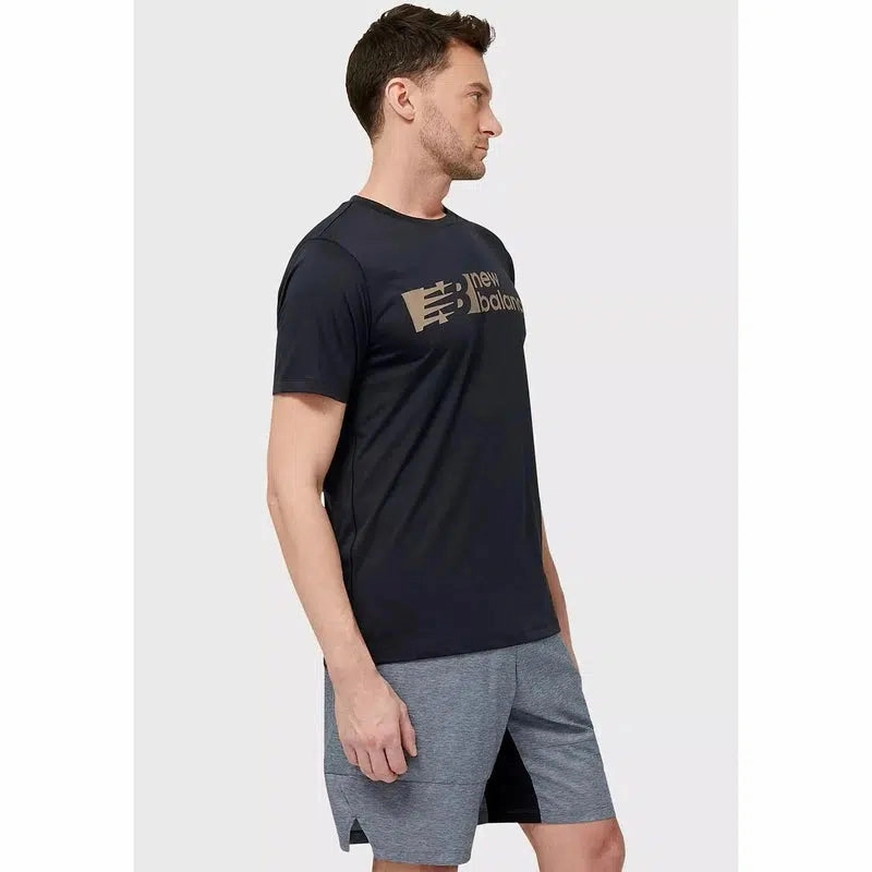 Reflective Trim Details New Balance Men's Tenacity Graphic Short Sleeve - Black