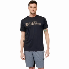 Fray Resistant Edges New Balance Men's Tenacity Graphic Short Sleeve - Black