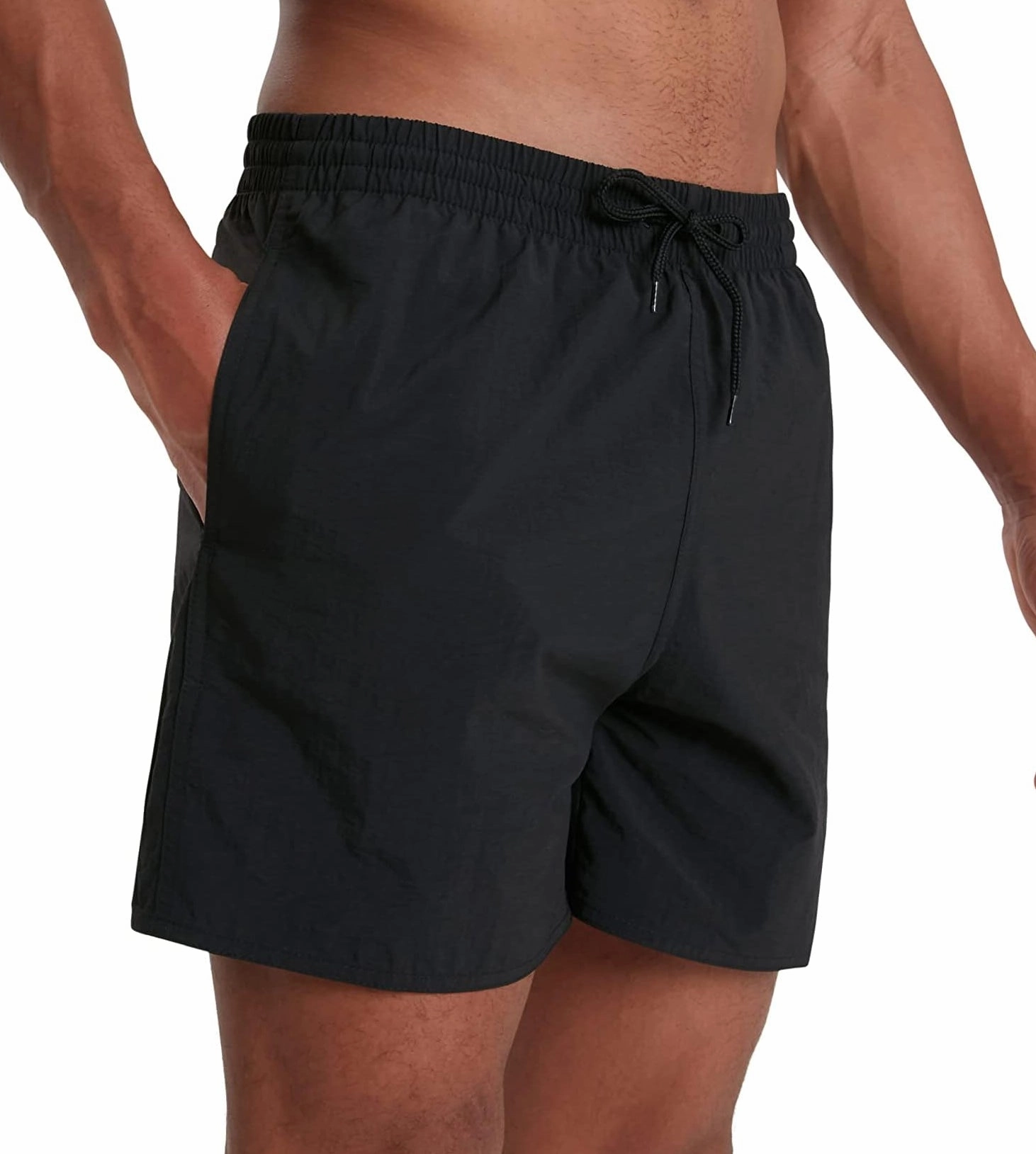 Speedo Essentials 16 Inch Mens Swim Shorts - Black Seamless Bonded Edge Finish Non Corrosive Hardware Components
