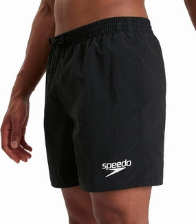 Water Repellent Zipper Speedo Essentials 16 Inch Mens Swim Shorts - Black