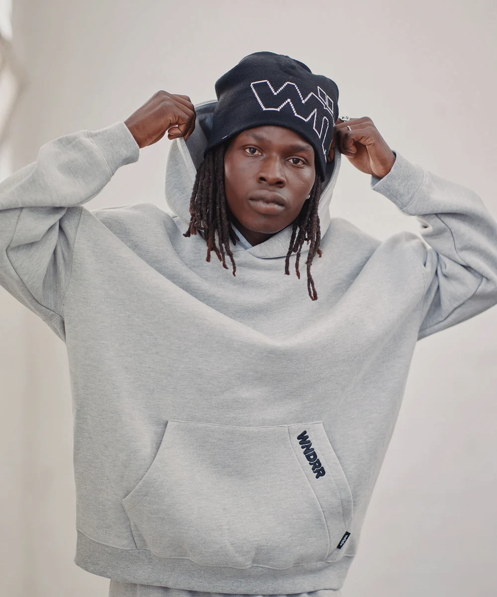 WNDRR Halo Hood Sweat (Grey Marle) Ventilated Back Panels Tropical Glow