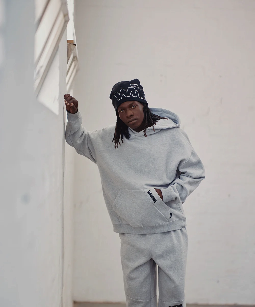 WNDRR Halo Hood Sweat (Grey Marle) Cloud Core WaterRepellentSurface