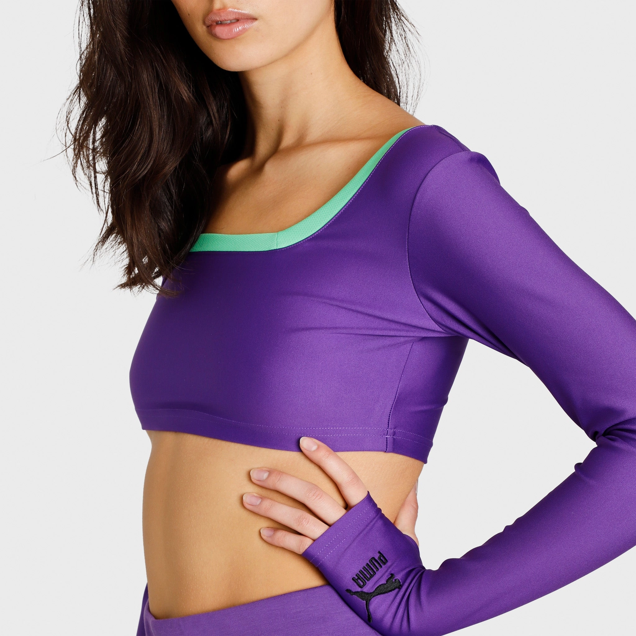 Cozy Comfort Comfort Apparel PUMA x Dua Lipa Longsleeve Cropped T-shirt / Royal Purple