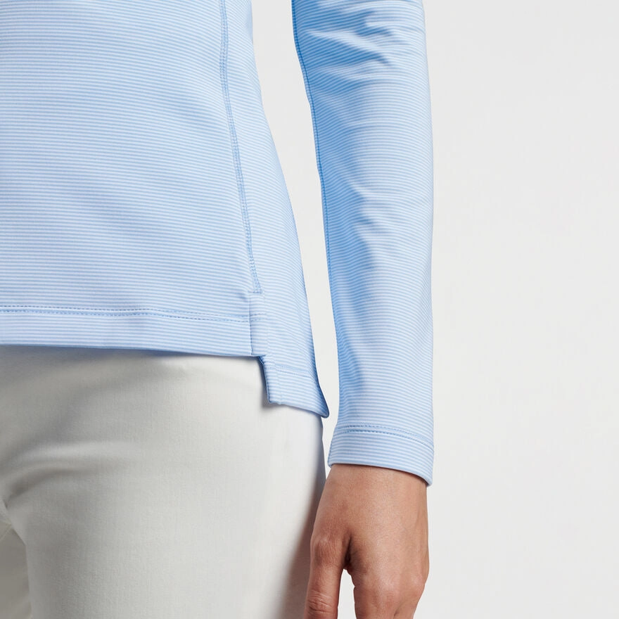 Peter Millar Women's Women's Women's Sugar Stripe Perth 1/4 Midlayer - Cottage Blue Anti Odor Technology Stretch Comfort
