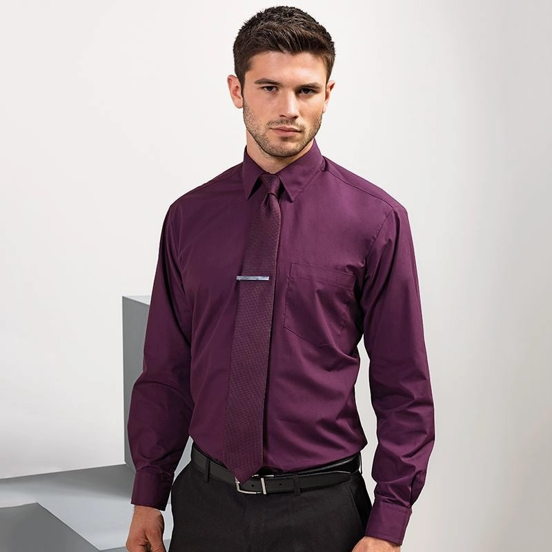 Earth Fit Poplin Long Sleeve Shirt | AQUA