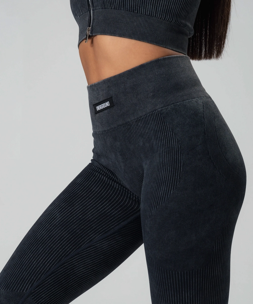 Myth Glow AntiPillingCloth UNDRGROUND Ribbed Tights (Black)