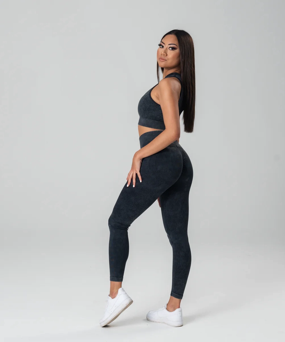 UNDRGROUND Ribbed Tights (Black) Layered Paneling Car Cool