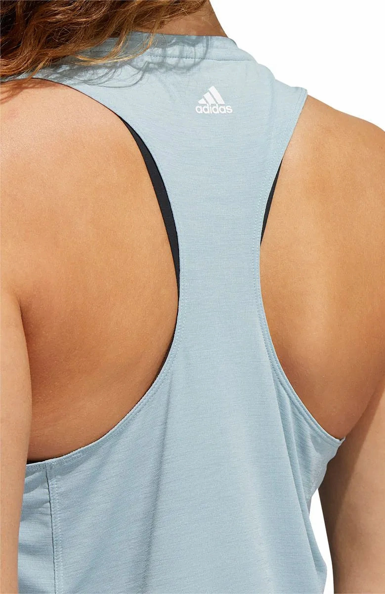 HighVisibility Stretch Fabric adidas 3 Stripes Bar Logo Womens Running Vest Tank Top - Grey