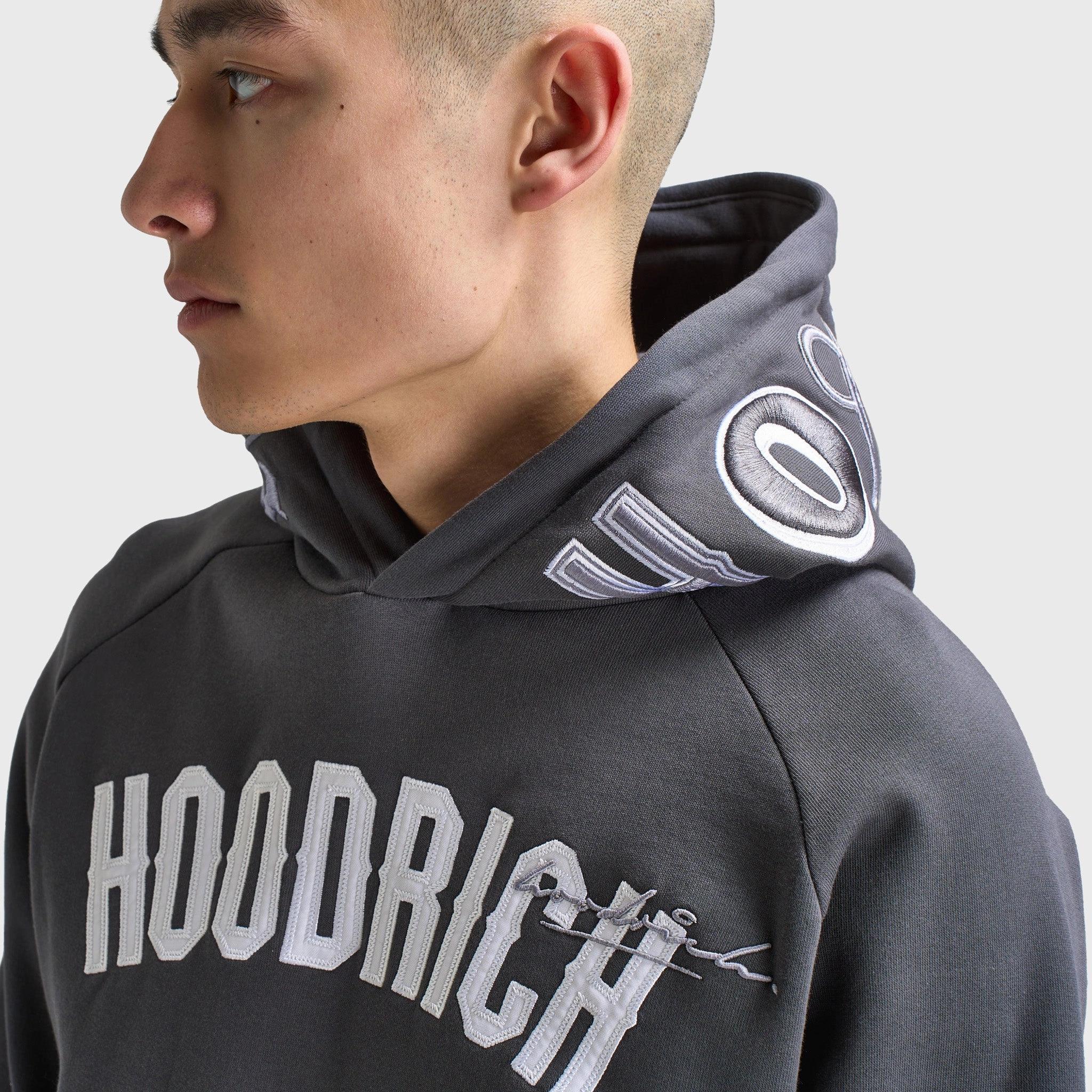 Hoodrich Heat V3 Pullover Hoodie Asphalt / White - Monument Frictionless Lining Heavyweight Durability