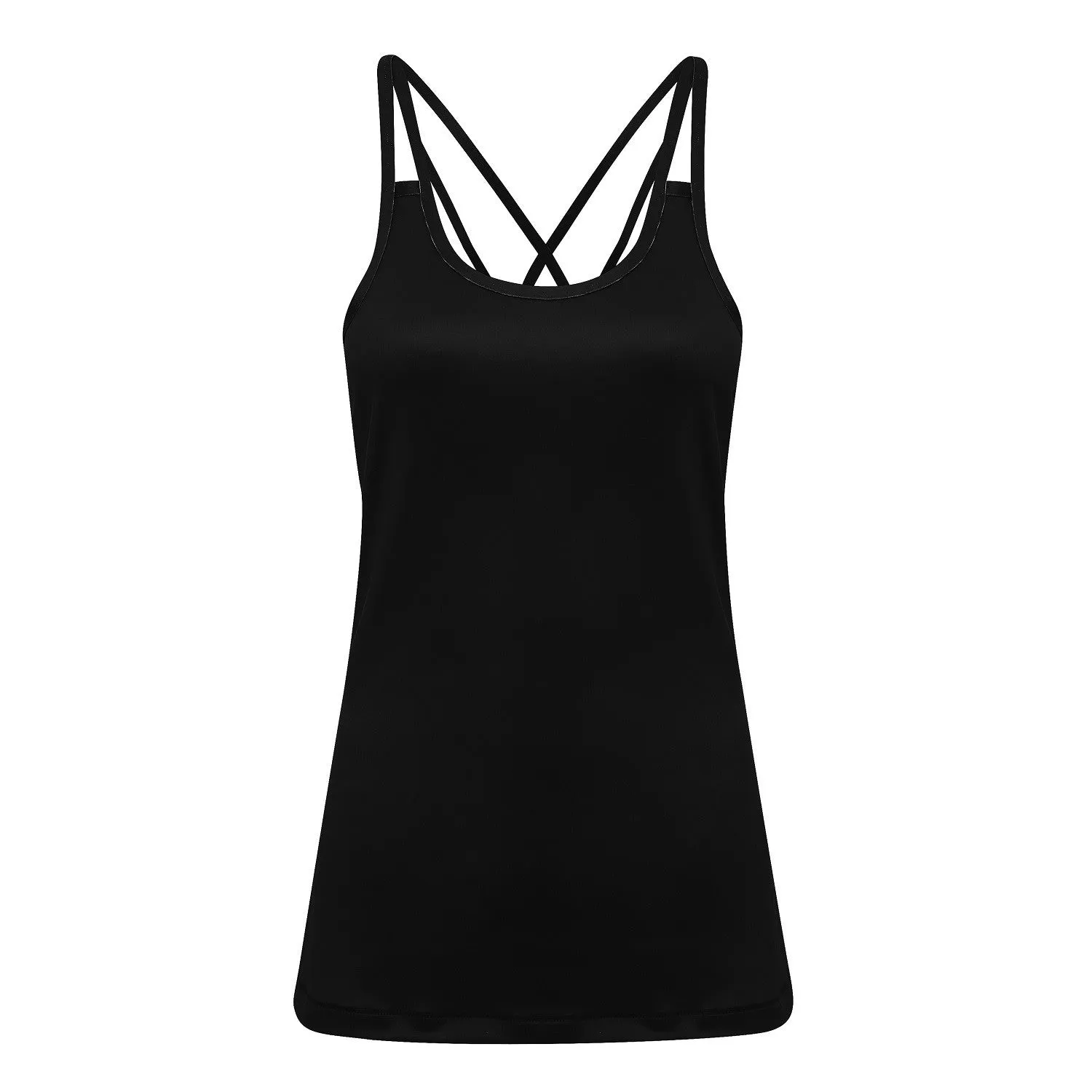 Women's Laser Cut Spaghetti Strap Vest | BLACK Recycled materials