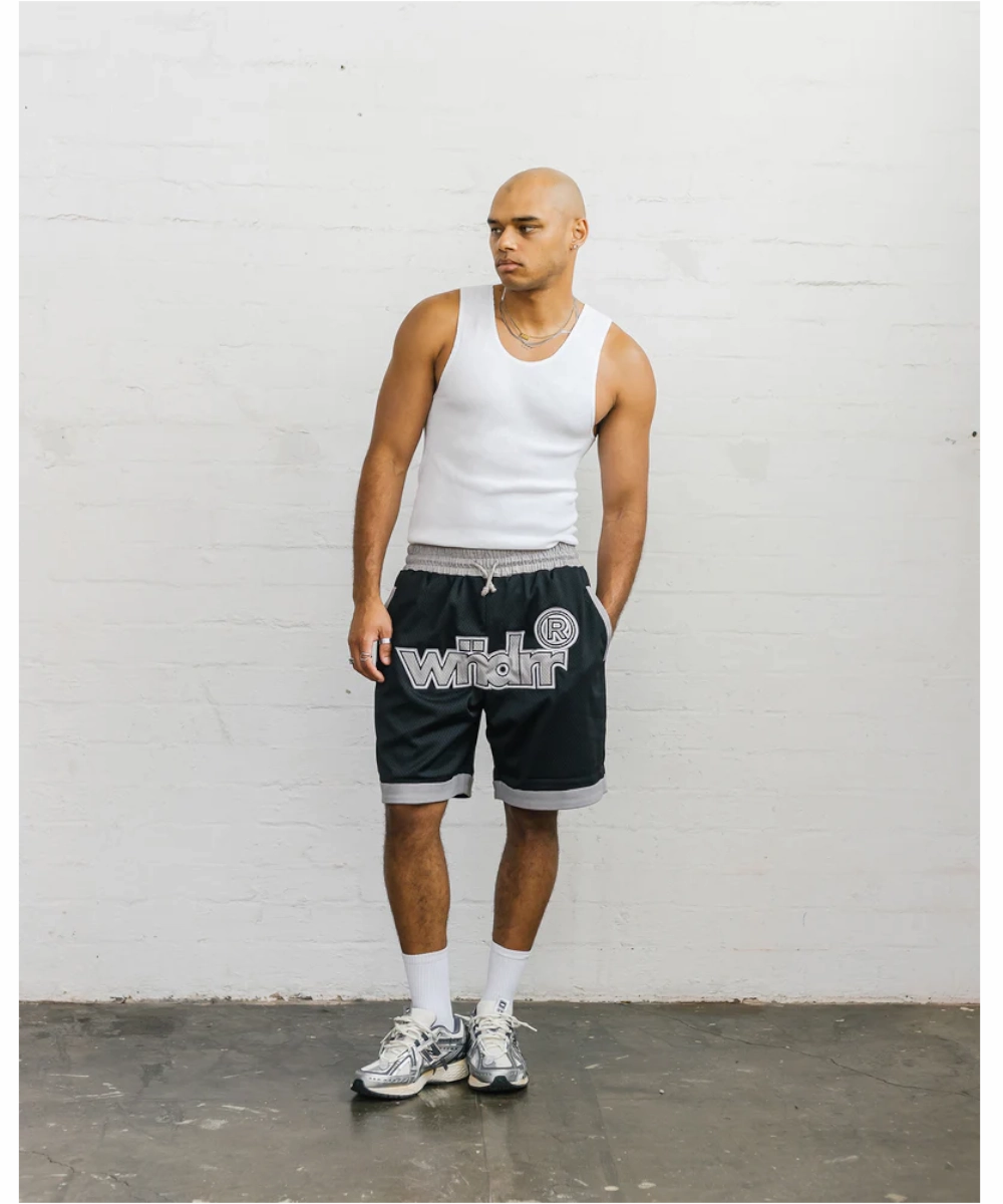 WNDRR Offcut Court Short (Black/Grey) Planet Glow Icon Fit